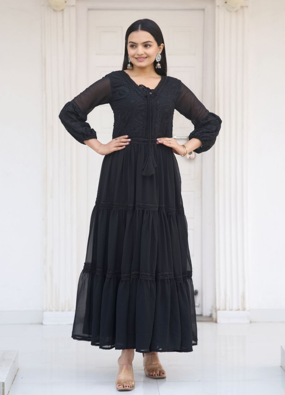 Beautiful Party Wear Gown With Embroidered Work