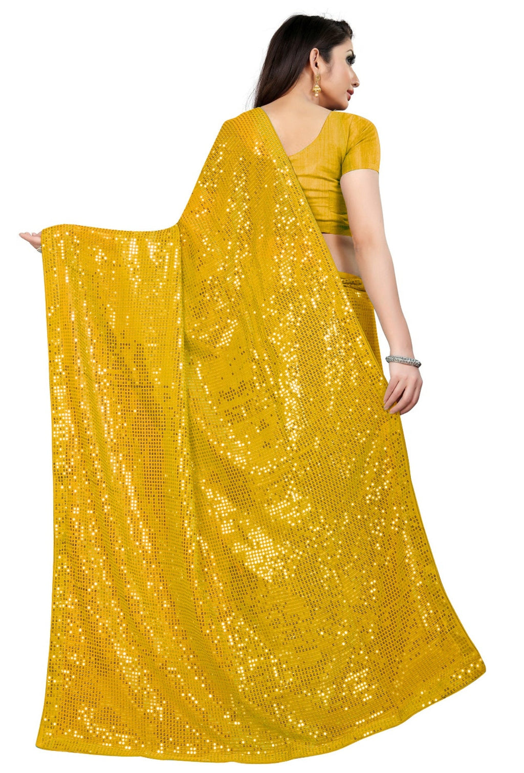 सीक्वेंस वर्क वाली पार्टी वियर डिज़ाइनर साड़ी