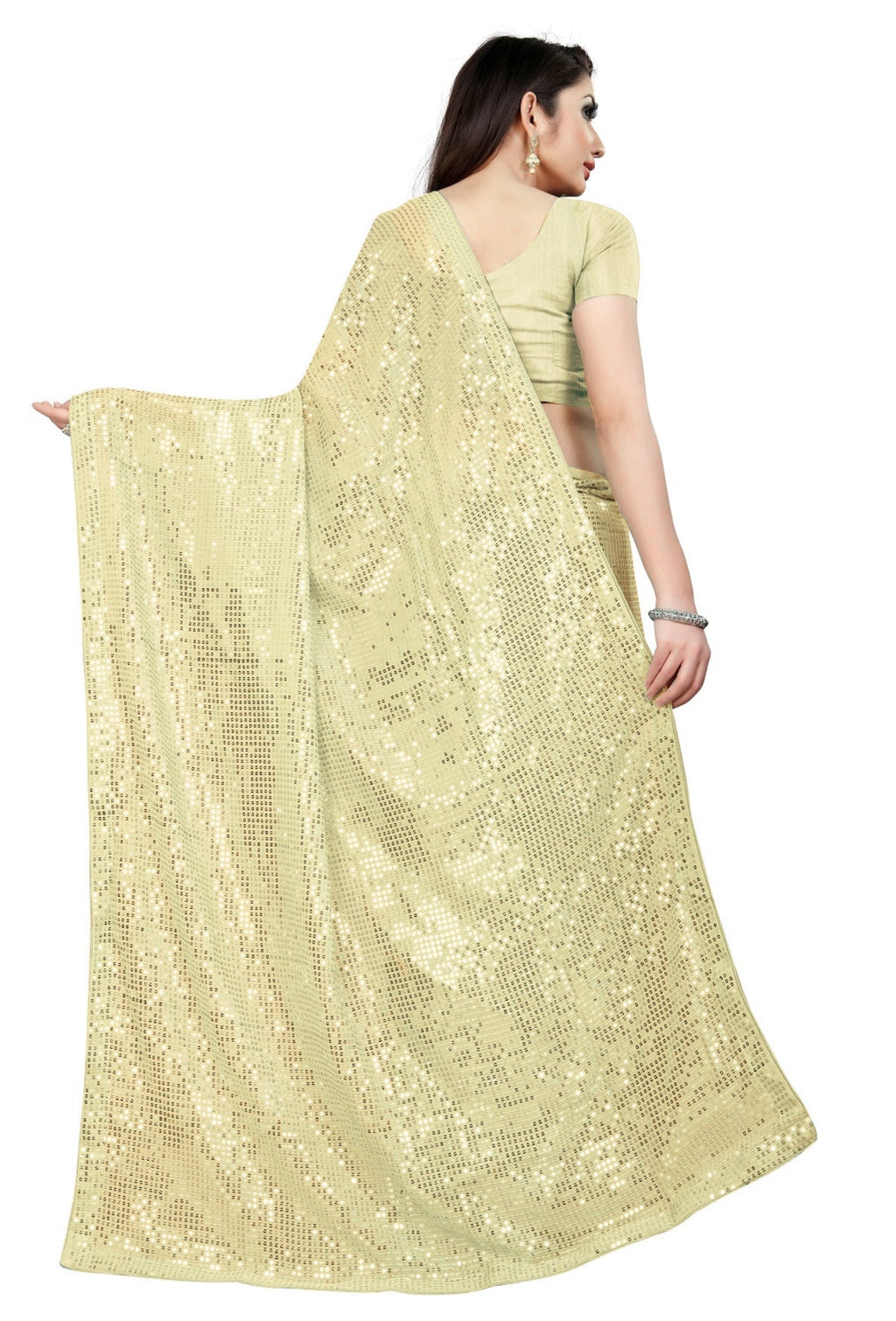 सीक्वेंस वर्क वाली पार्टी वियर डिज़ाइनर साड़ी