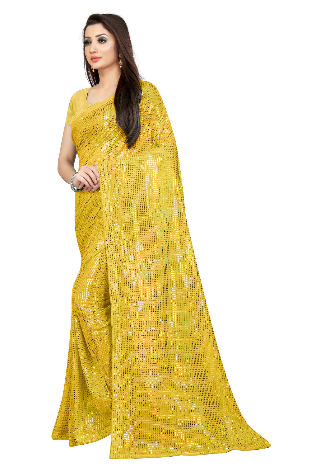 सीक्वेंस वर्क वाली पार्टी वियर डिज़ाइनर साड़ी