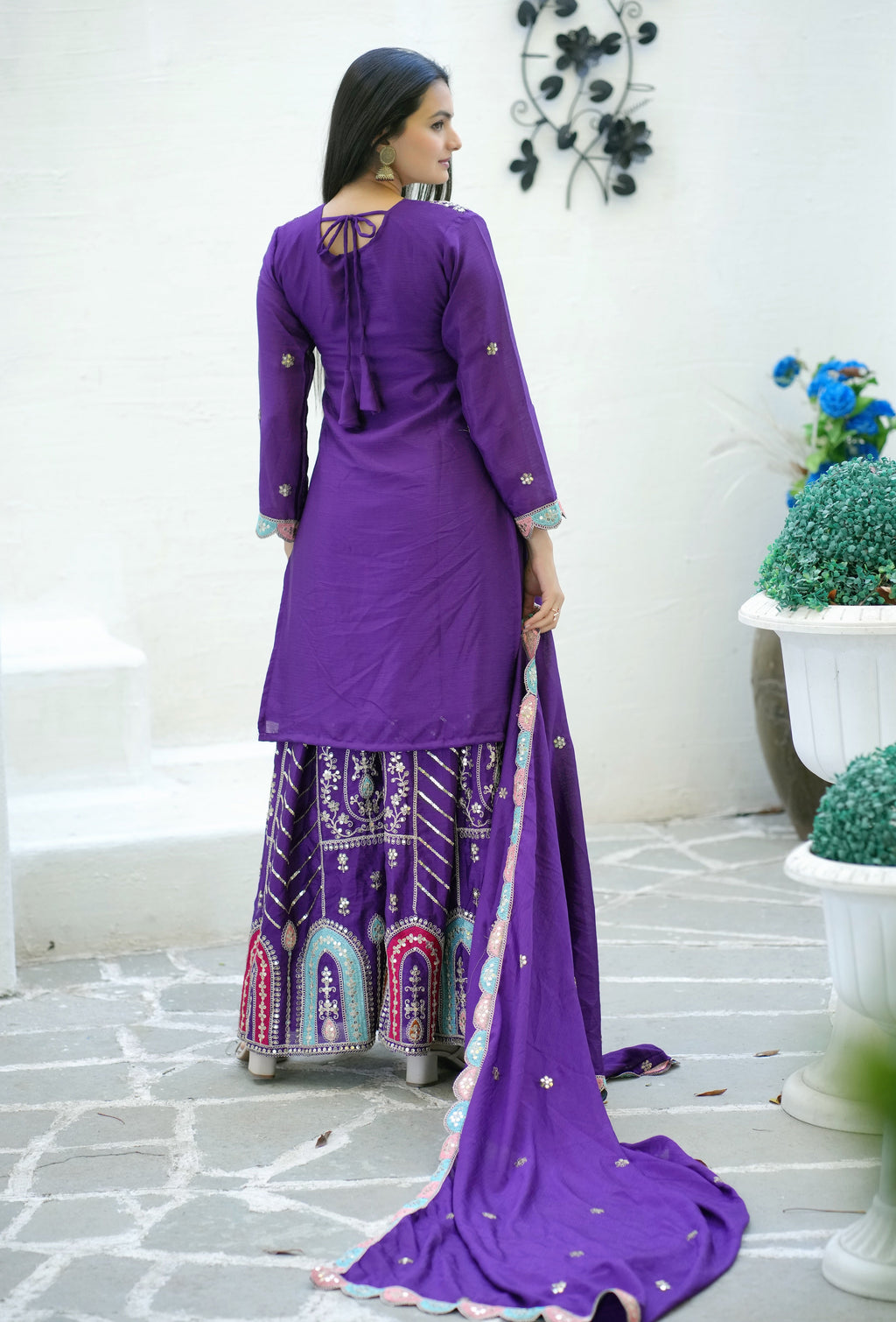 Beautiful Party Wear Suit With Sequence Embroidered Work
