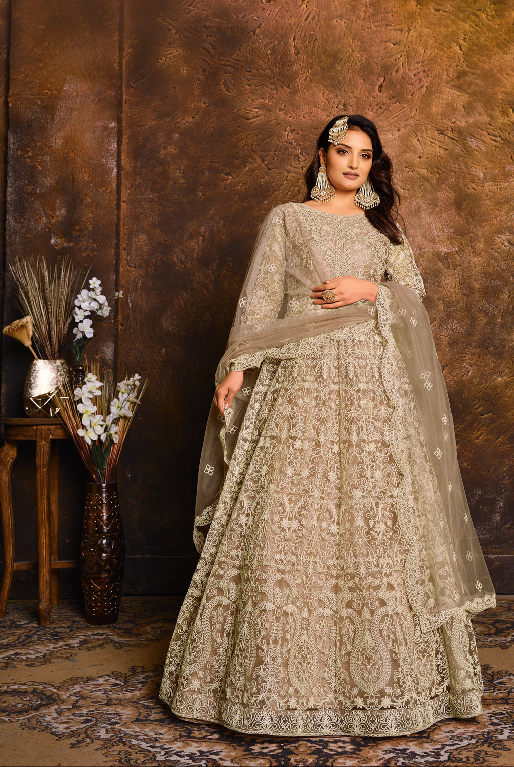 Party Wear Look Designer Gown, Bottom And Dupatta