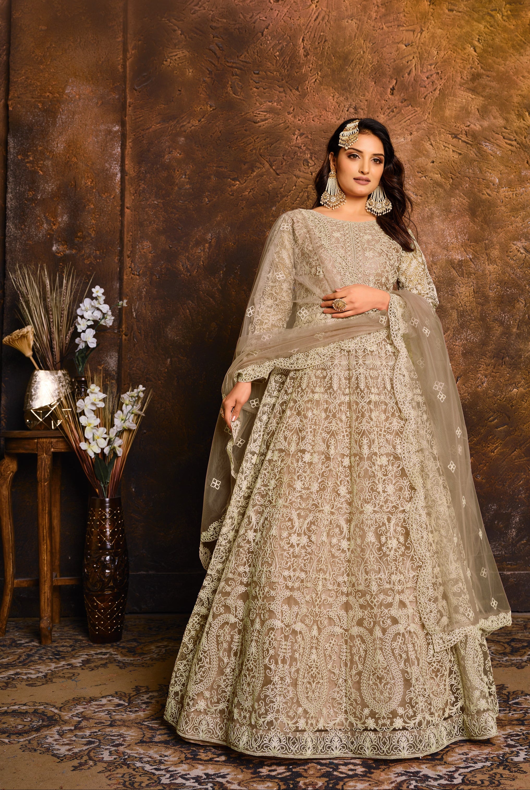 Party Wear Look Designer Gown, Bottom And Dupatta