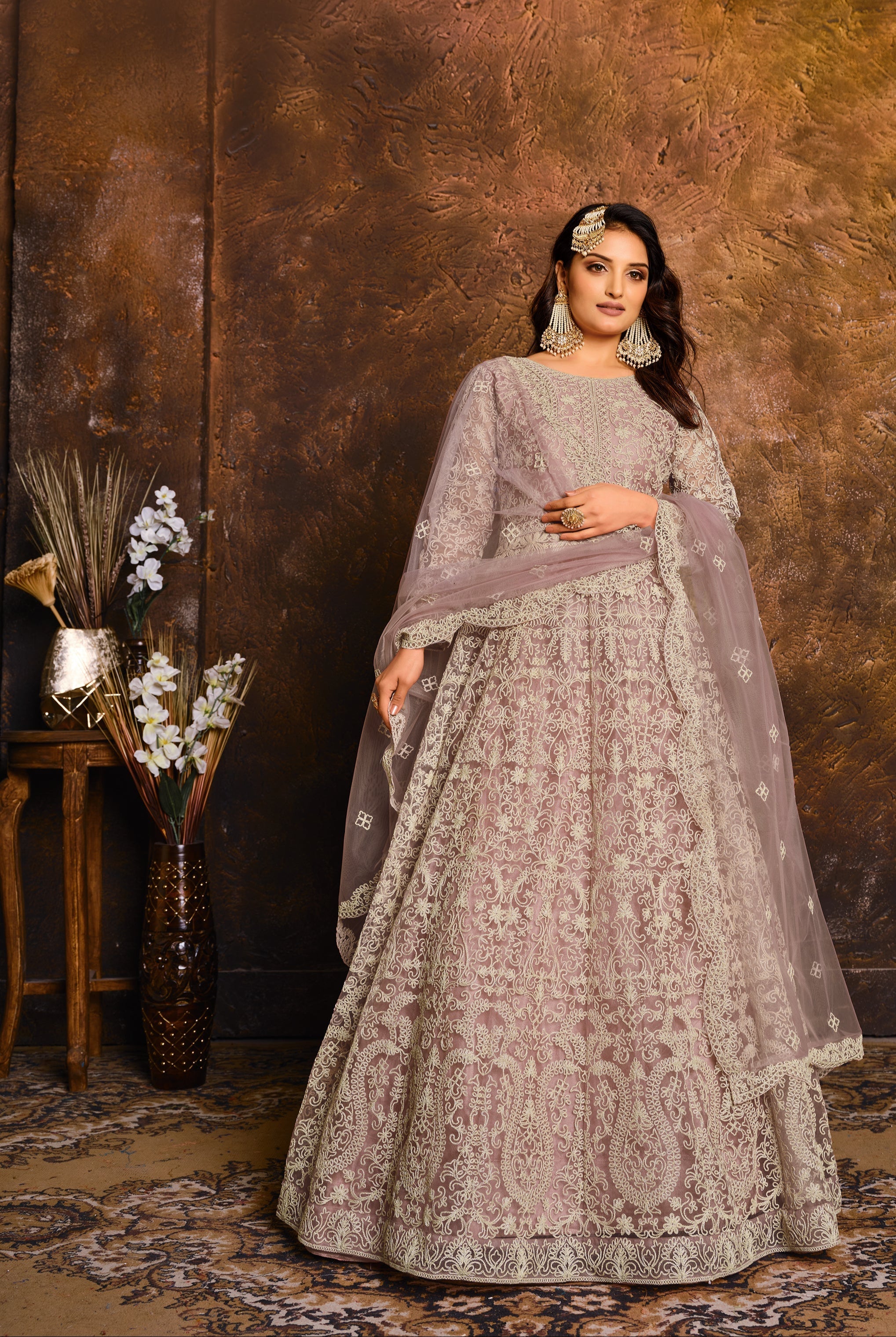 Party Wear Look Designer Gown, Bottom And Dupatta