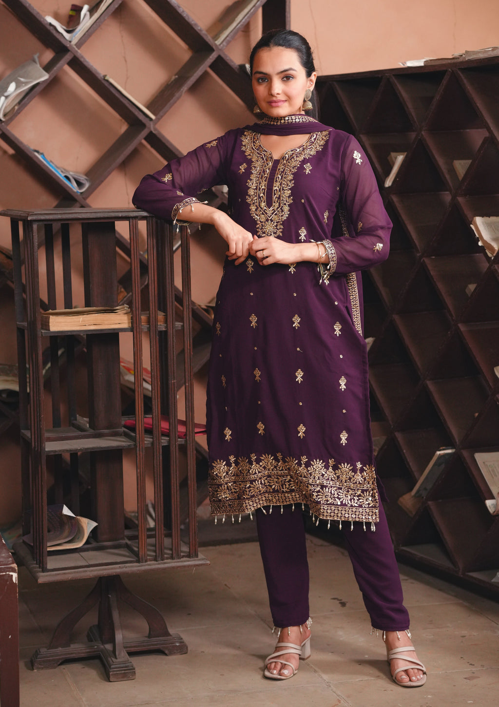 Beautiful Top Bottom And Dupatta With Sequence Embroidery Work