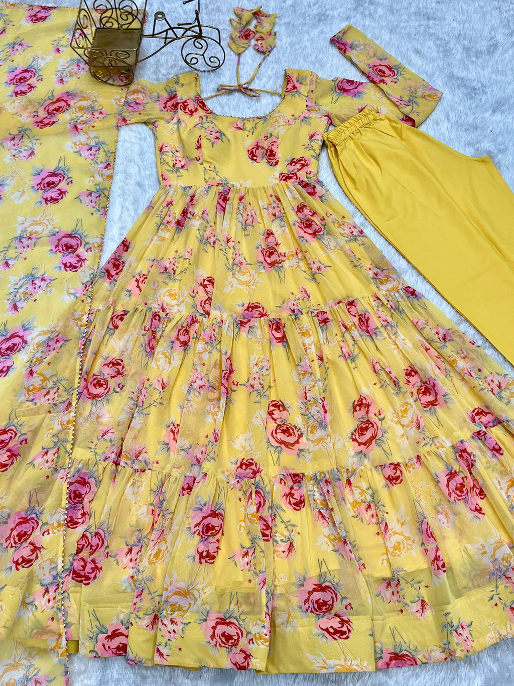 Designer Party Wear Look Anarkali Gown And Pent With Dupatta