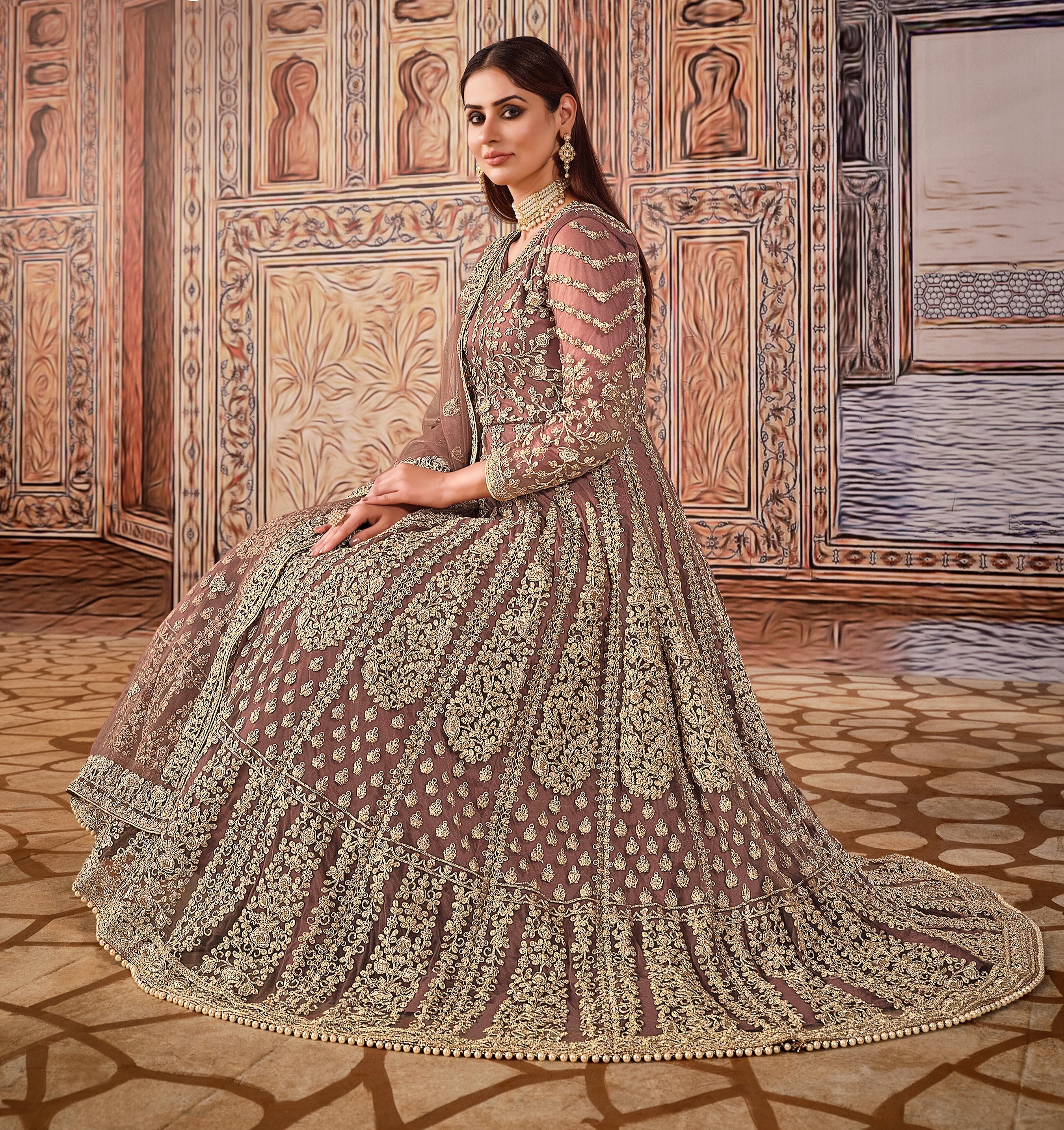 Designer Party Wear Gown With Thread & Sequence Work