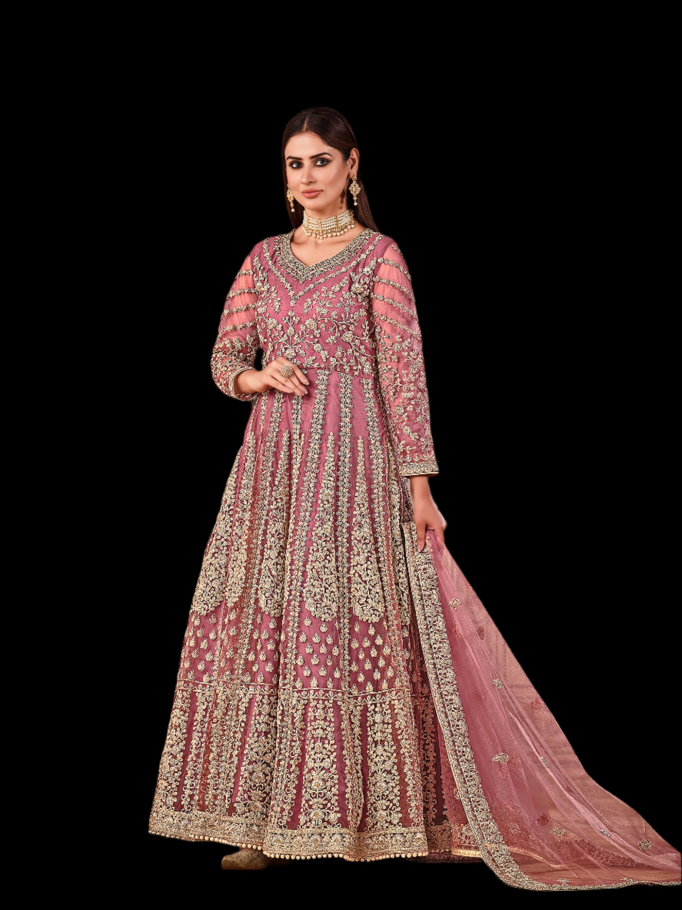 Designer Party Wear Gown With Thread & Sequence Work