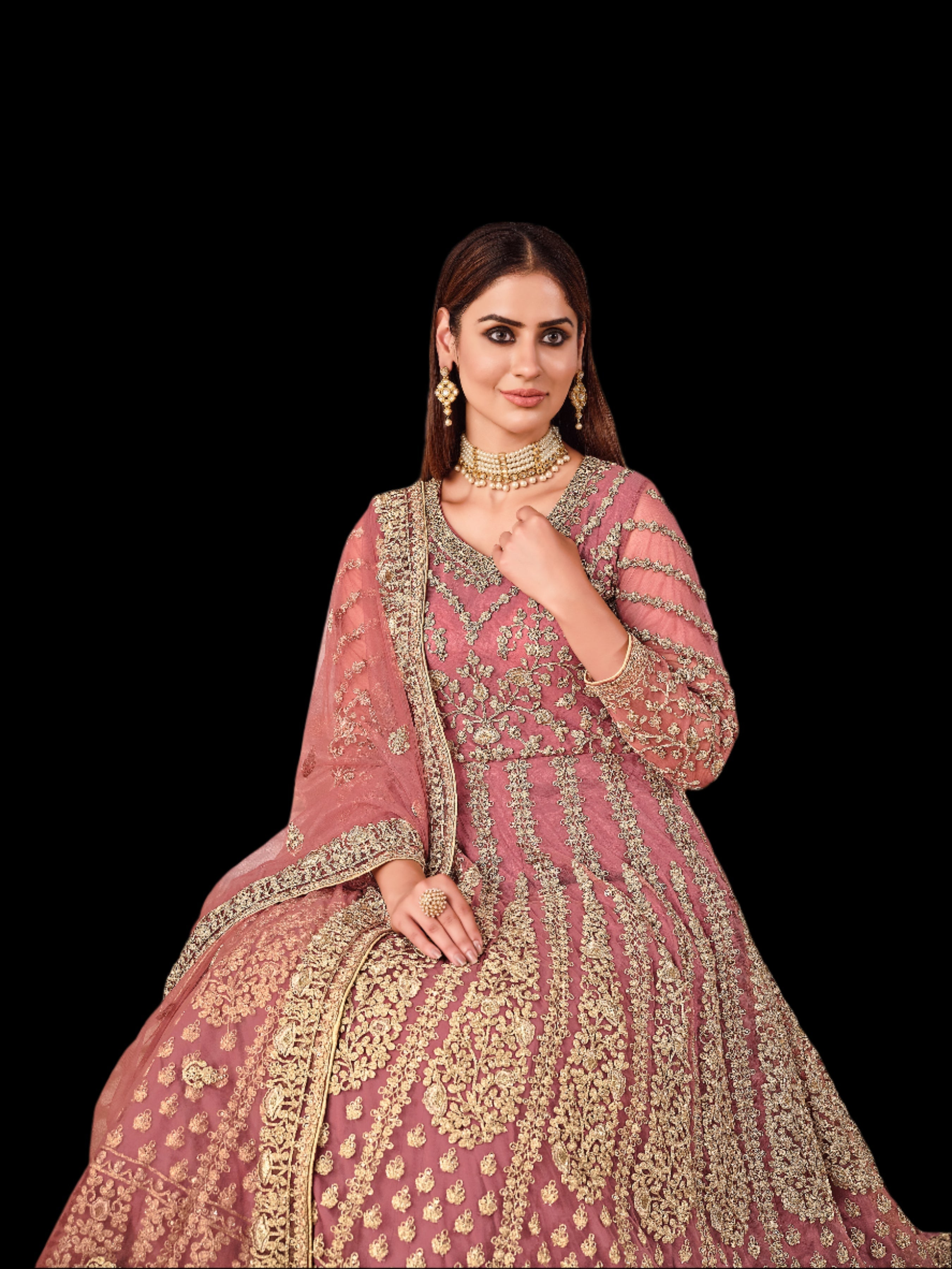 Designer Party Wear Gown With Thread & Sequence Work