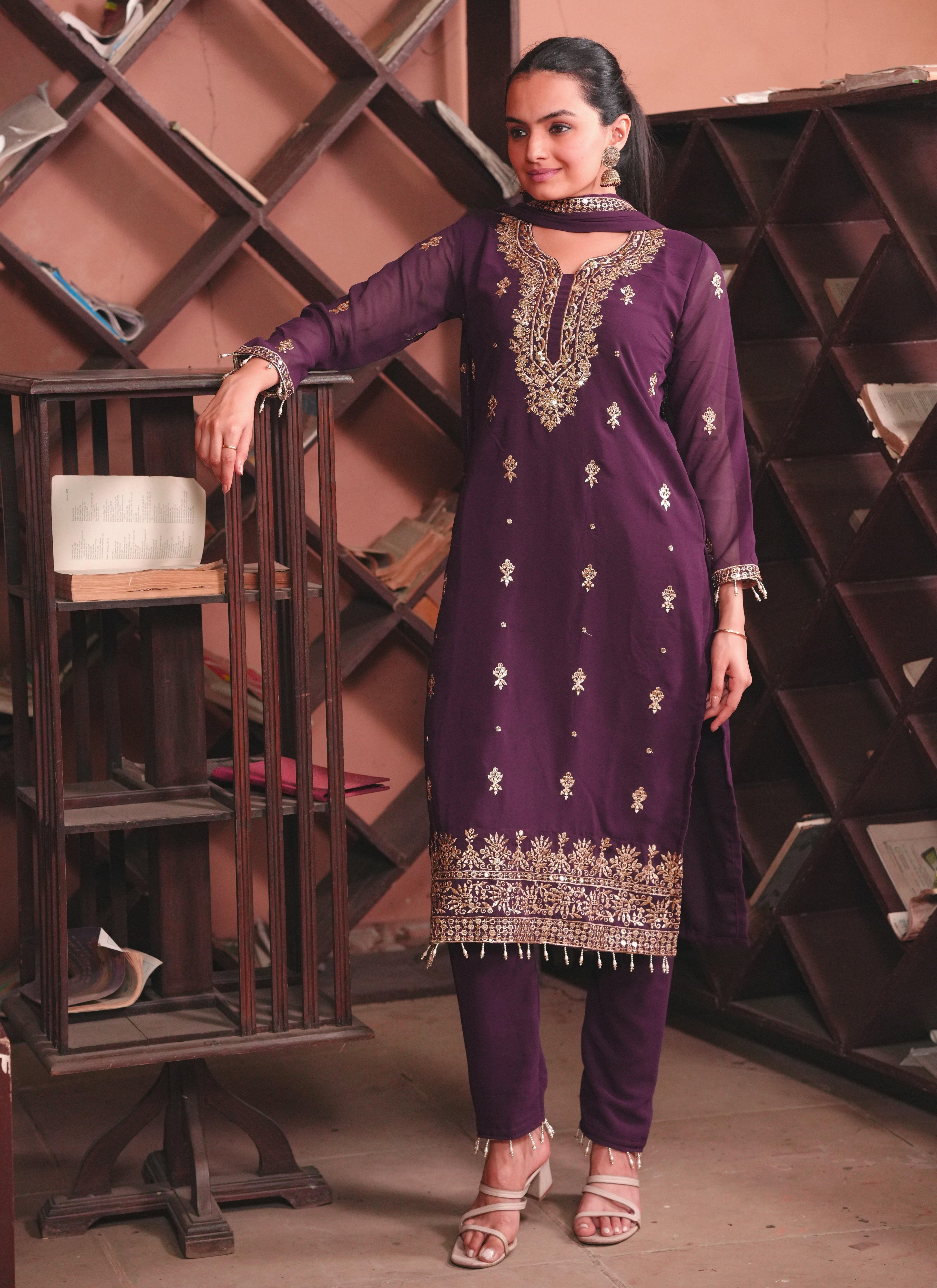 Beautiful Top Bottom And Dupatta With Sequence Embroidery Work