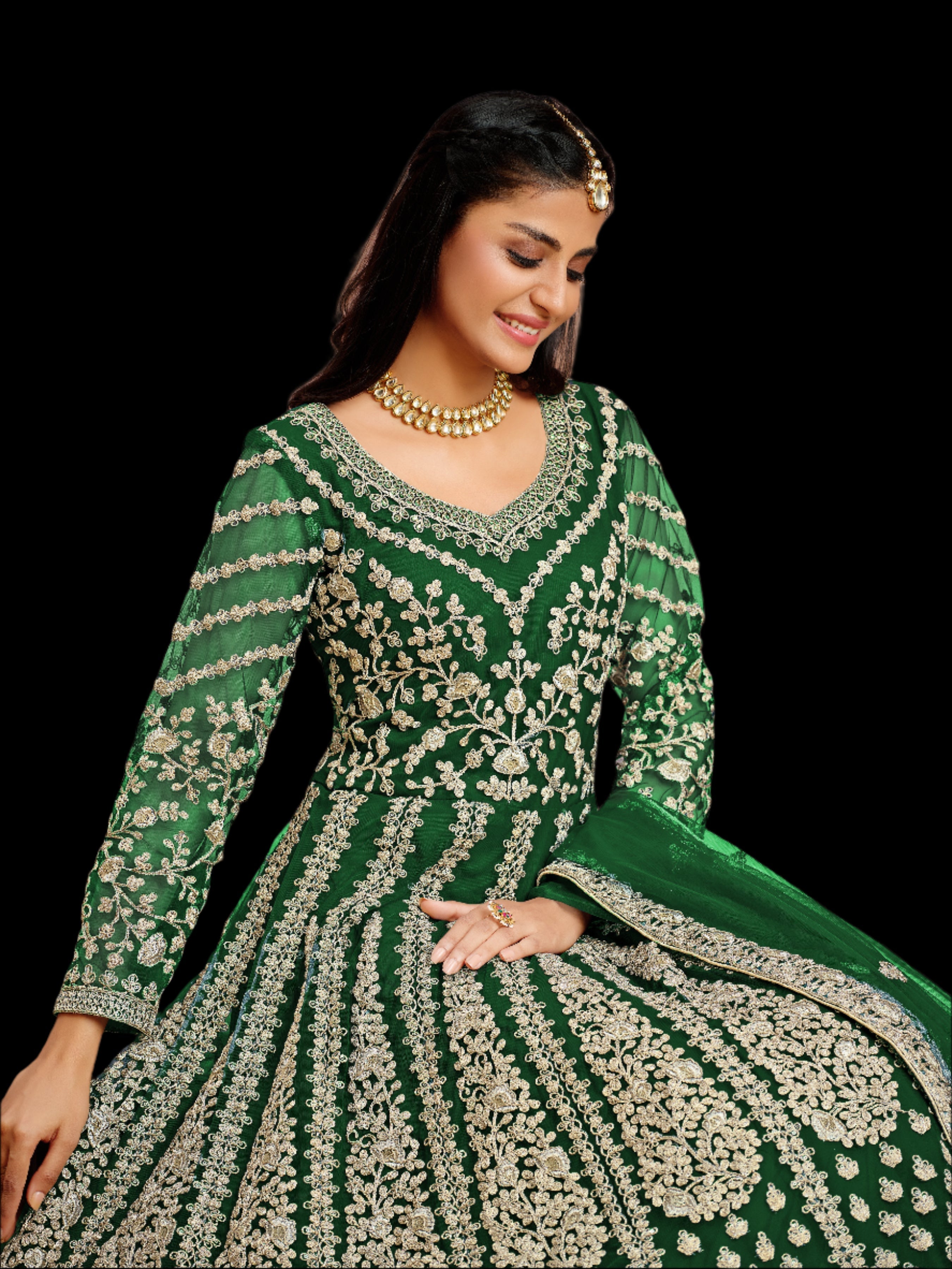 Party Wear Designer Anarkali Gown, Pent And Dupatta