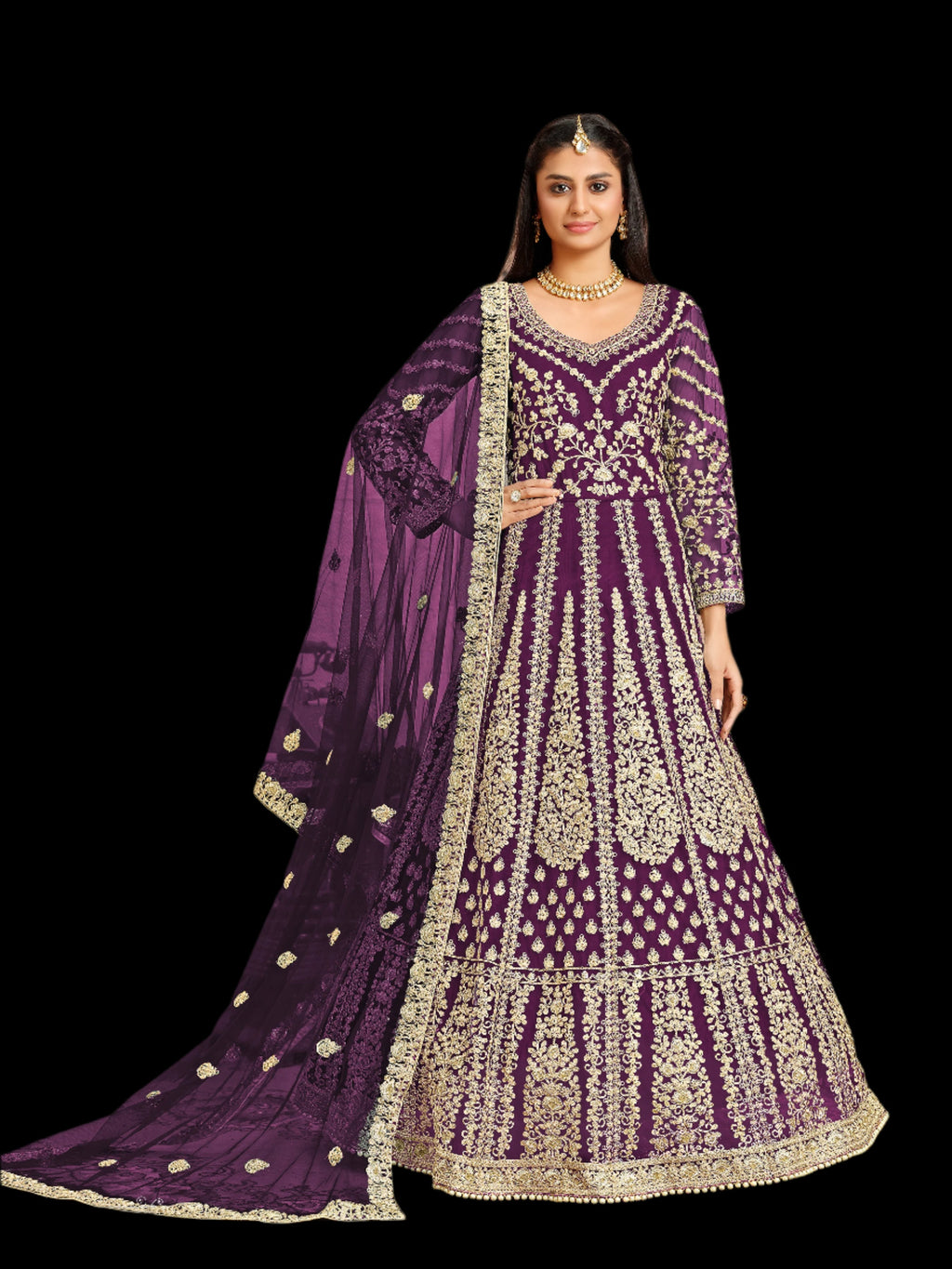 Party Wear Designer Anarkali Gown, Pent And Dupatta