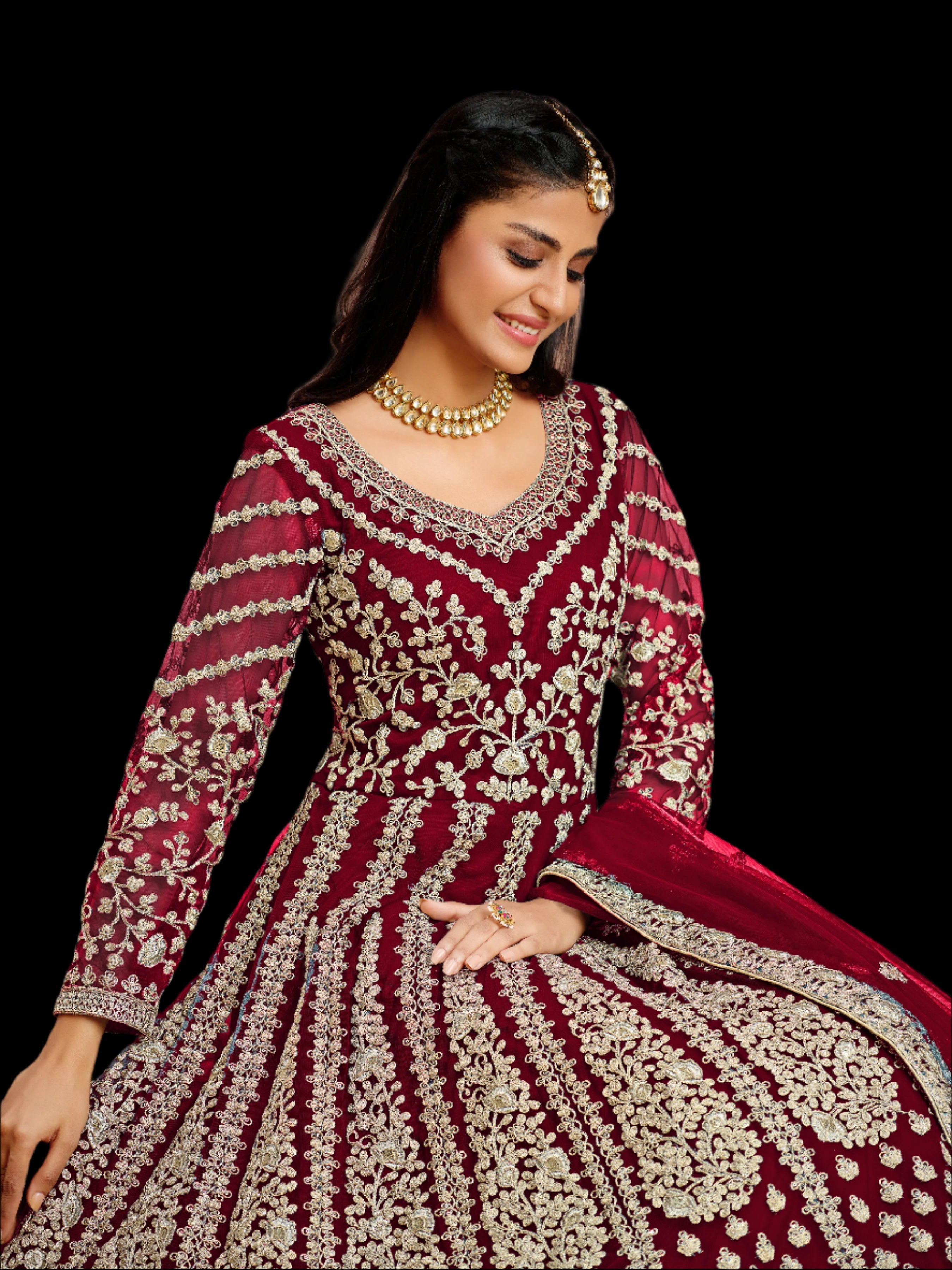 Party Wear Designer Anarkali Gown, Pent And Dupatta