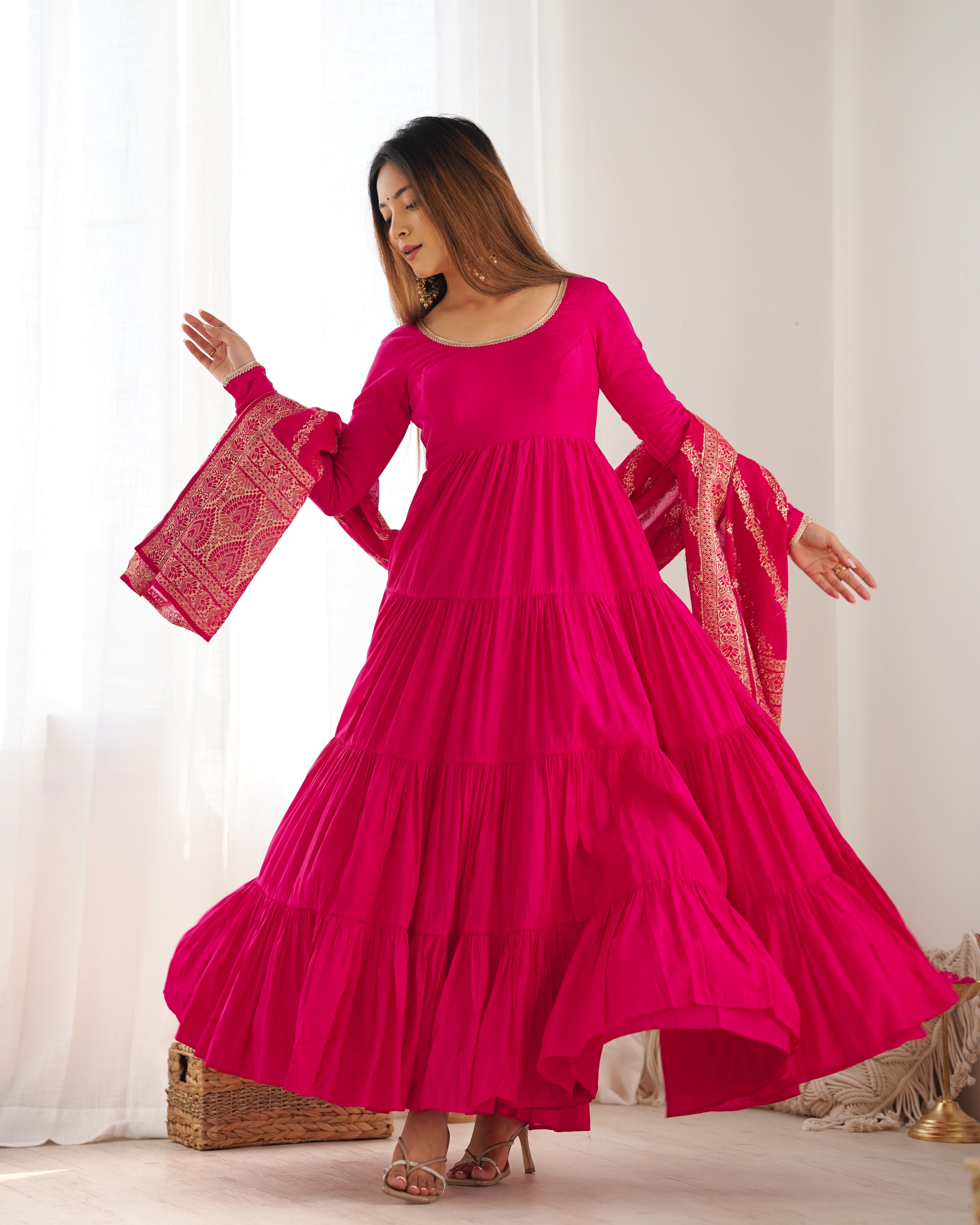 Party Wear Designer Anarkali Gown, Pent And Dupatta