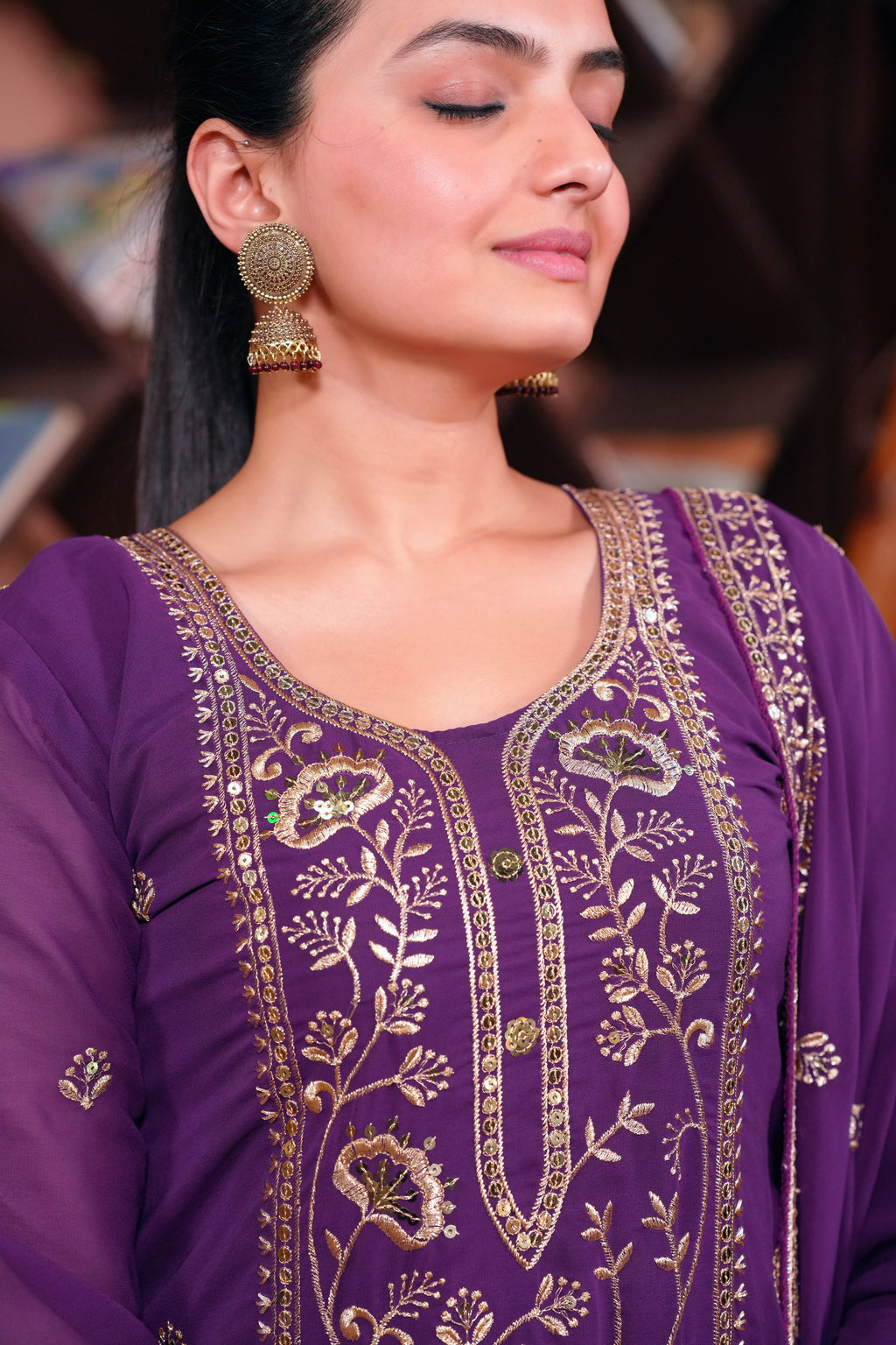 Designer Embroidered Sharara Suit With Sequence Embroidered Work