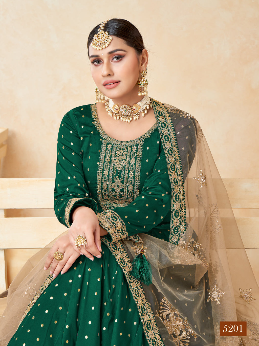 Designer Party Wear Anarkali Gown, Bottom And Dupatta