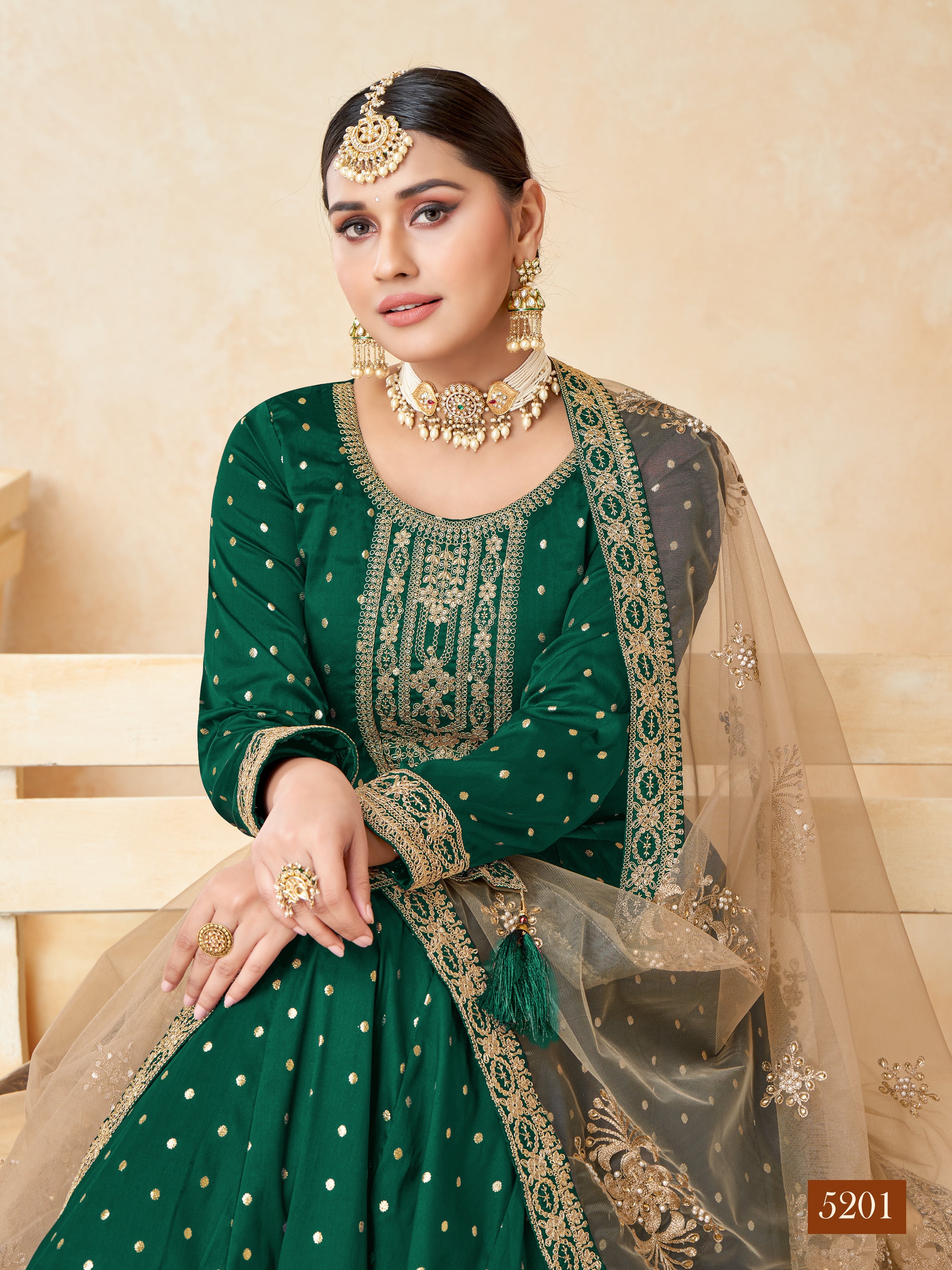 Designer Party Wear Anarkali Gown, Bottom And Dupatta