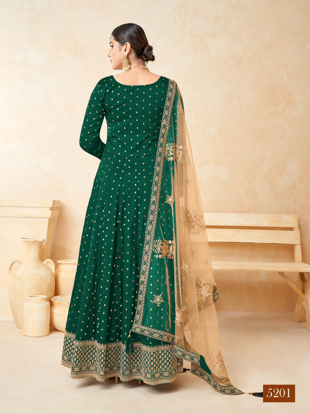 Designer Party Wear Anarkali Gown, Bottom And Dupatta