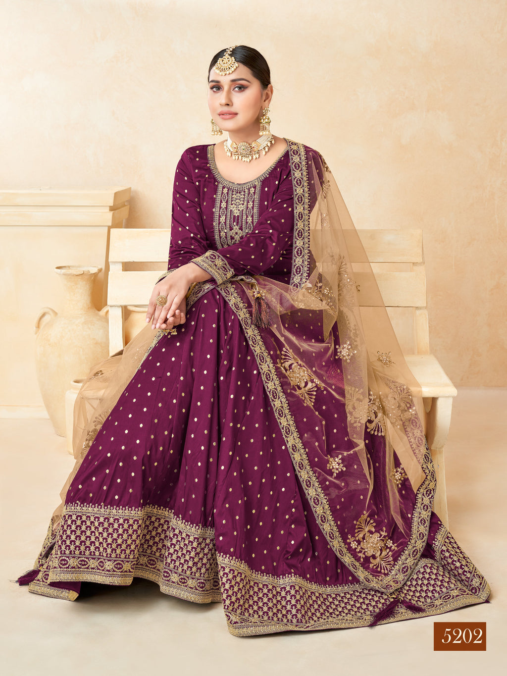 Designer Party Wear Anarkali Gown, Bottom And Dupatta