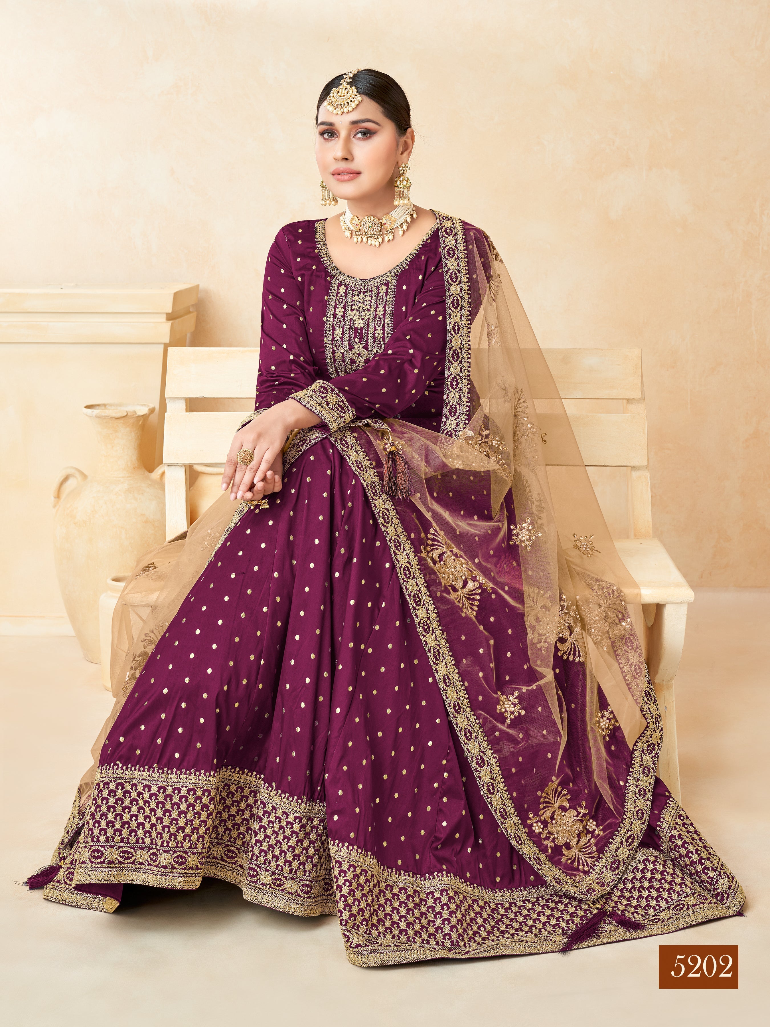 Designer Party Wear Anarkali Gown, Bottom And Dupatta