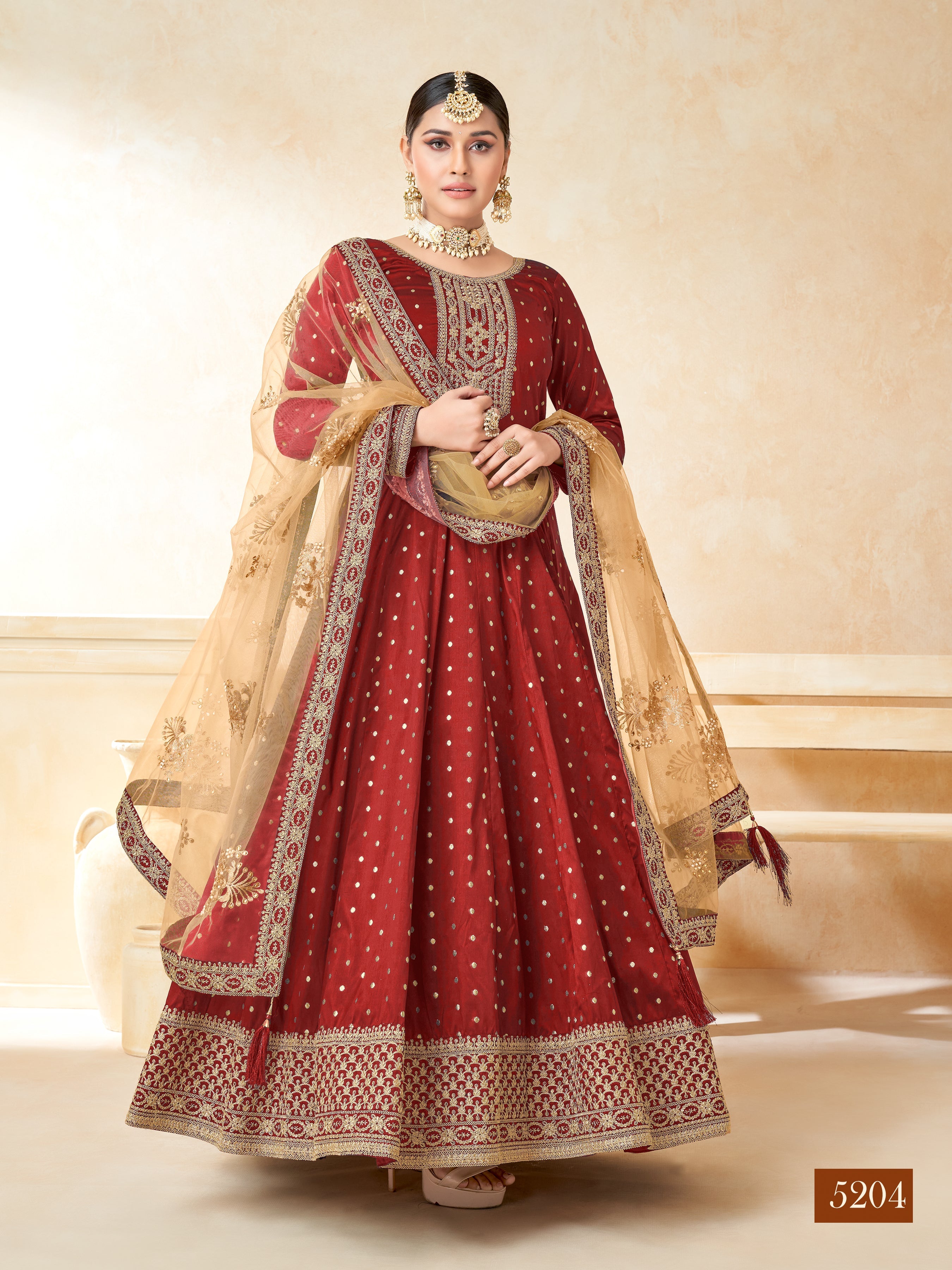Designer Party Wear Anarkali Gown, Bottom And Dupatta