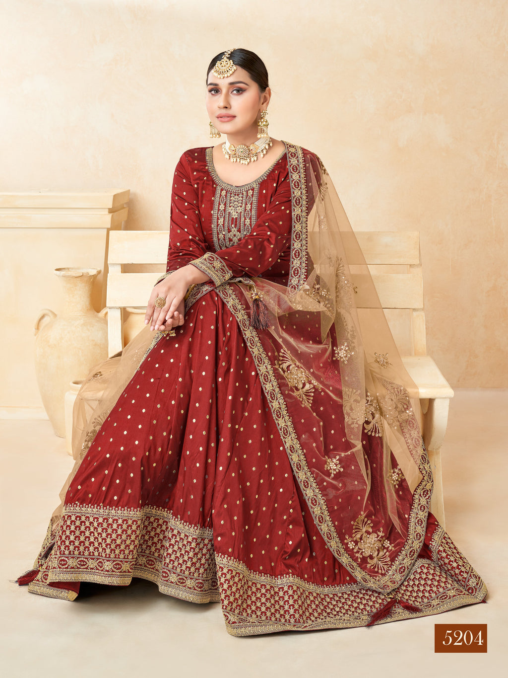Designer Party Wear Anarkali Gown, Bottom And Dupatta