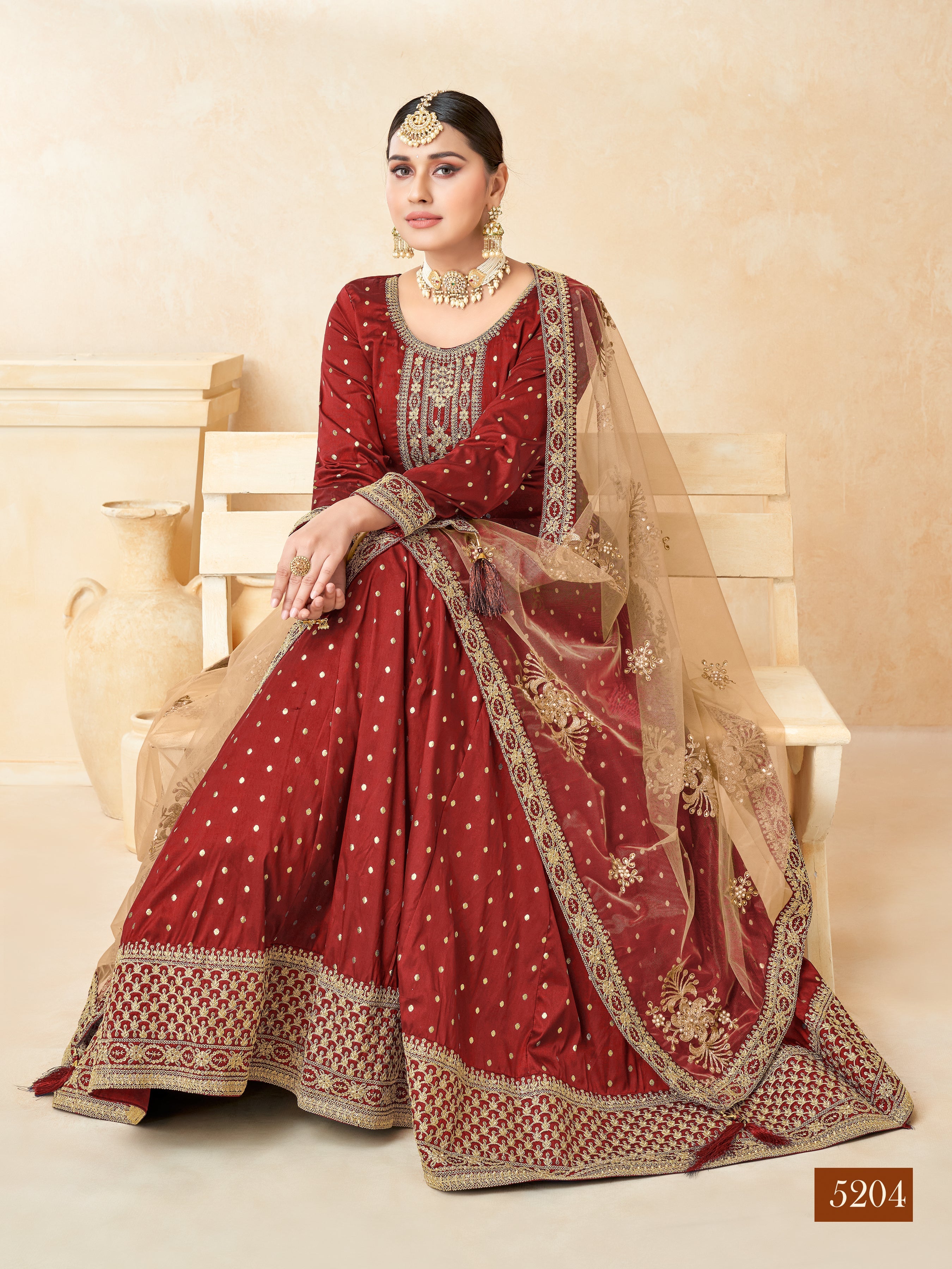 Designer Party Wear Anarkali Gown, Bottom And Dupatta