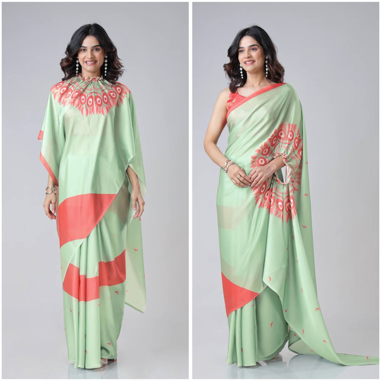 Party Wear Look Hand Kaftan Style Ready To Wear Saree