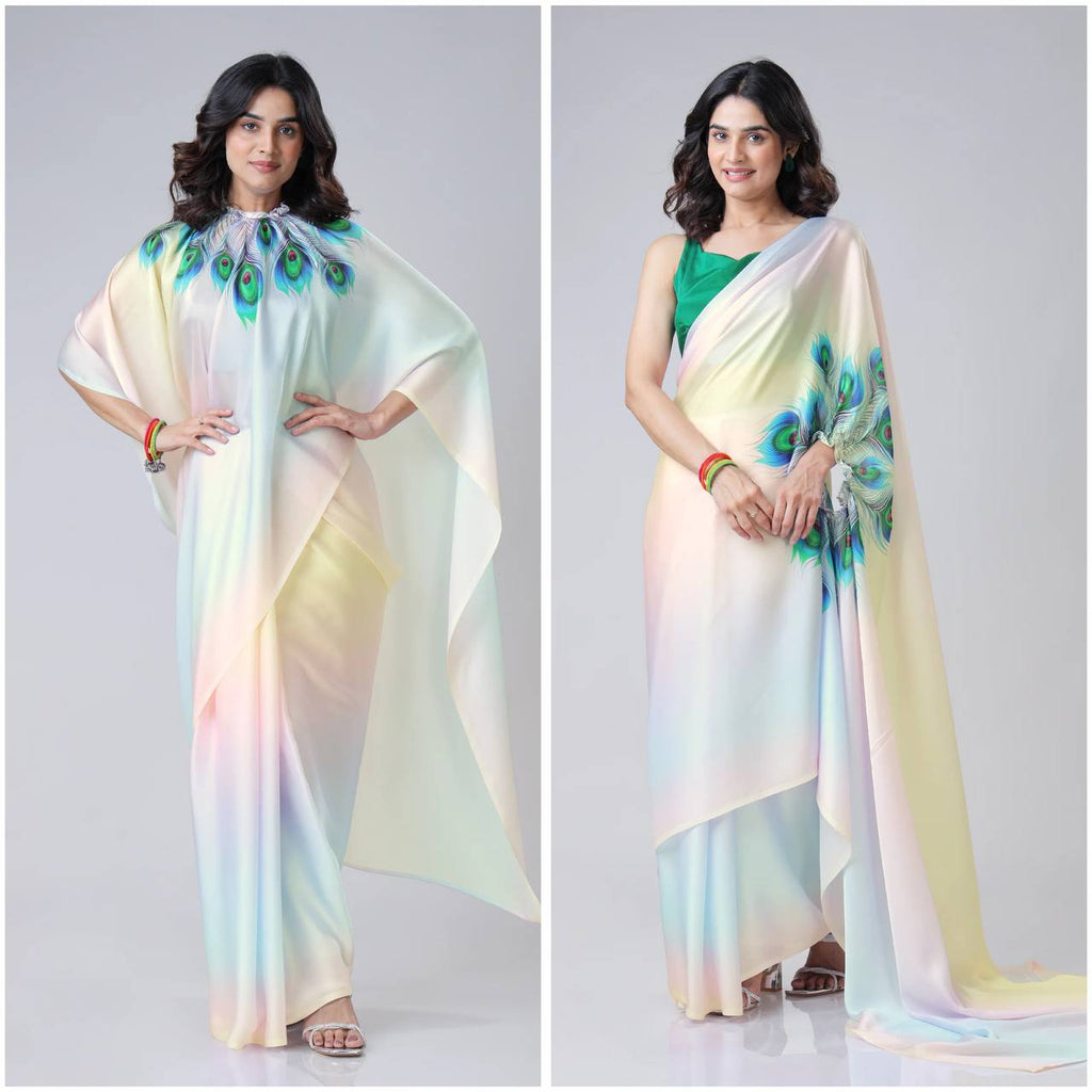 Party Wear Look Hand Kaftan Style Ready To Wear Saree