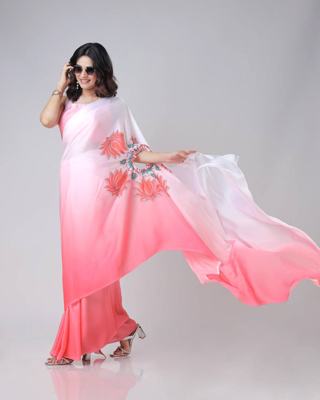 Party Wear Look Hand Kaftan Style Ready To Wear Saree