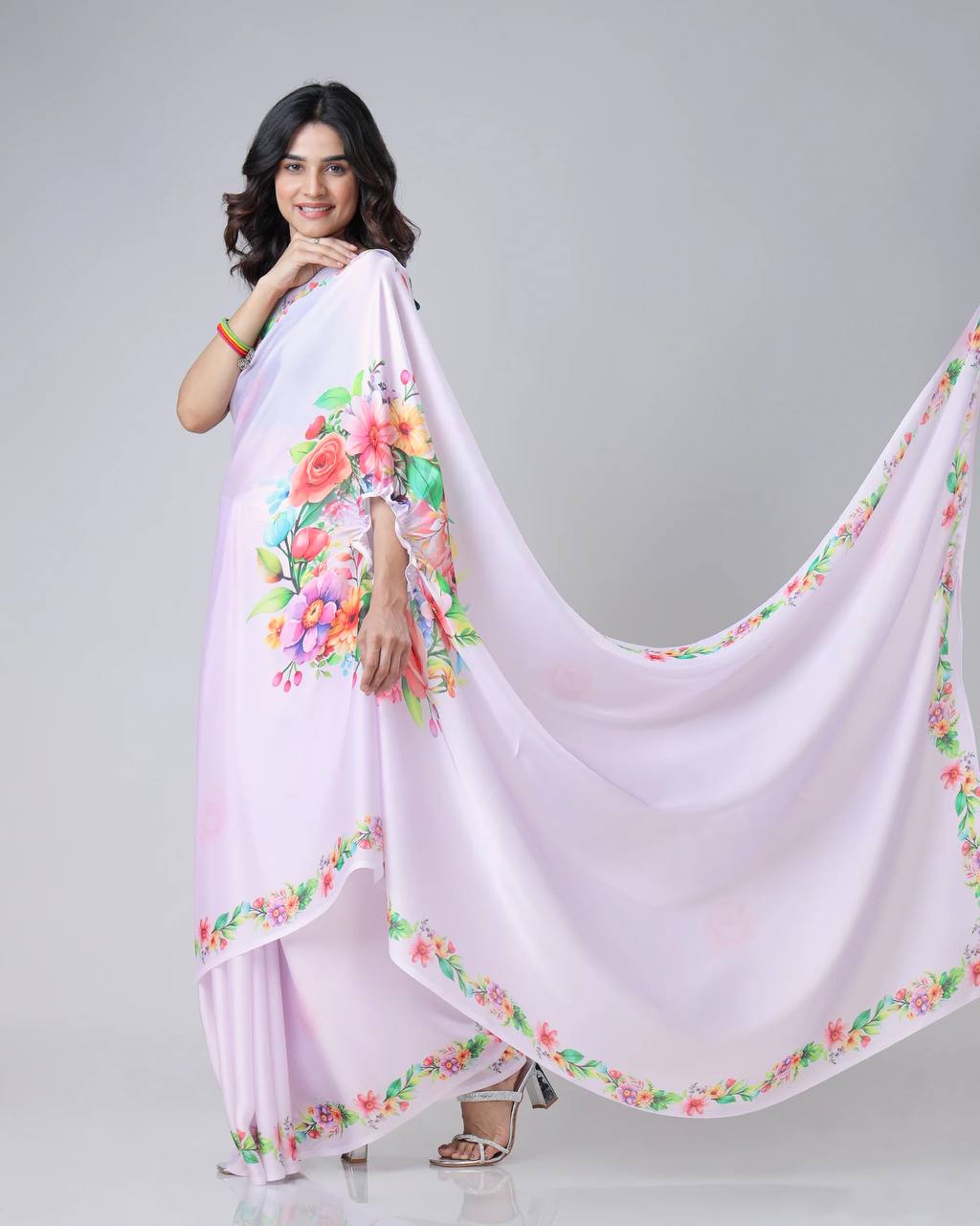 Party Wear Look Hand Kaftan Style Ready To Wear Saree