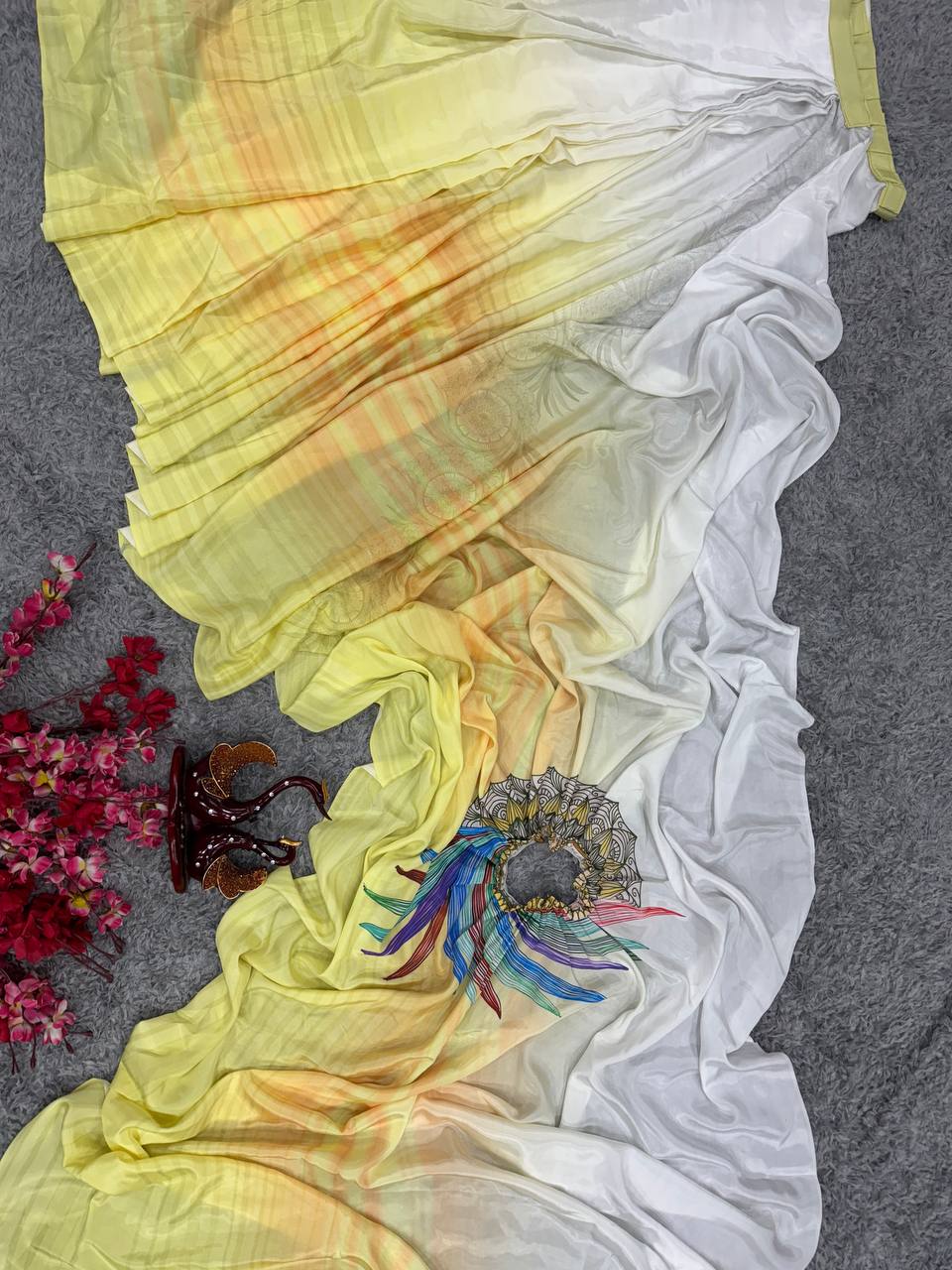 पार्टी वियर लुक हैंड कफ्तान स्टाइल रेडी टू वियर साड़ी