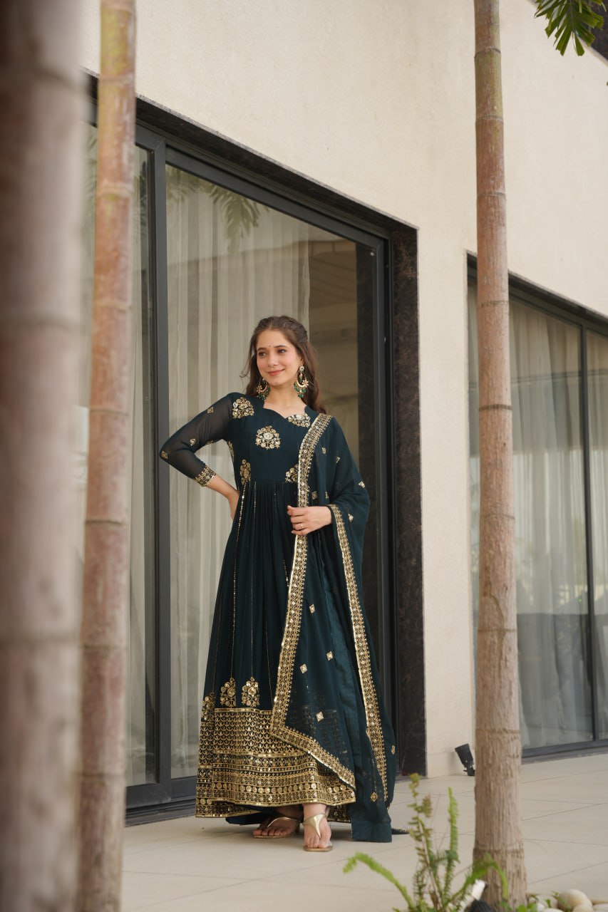 Party Wear Look Beautiful Gown And Dupatta
