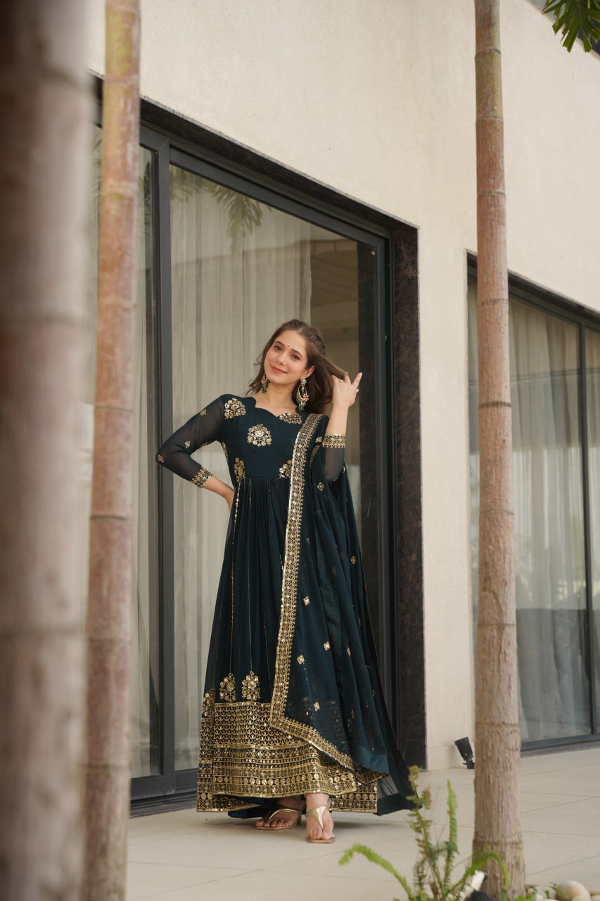 Party Wear Look Beautiful Gown And Dupatta