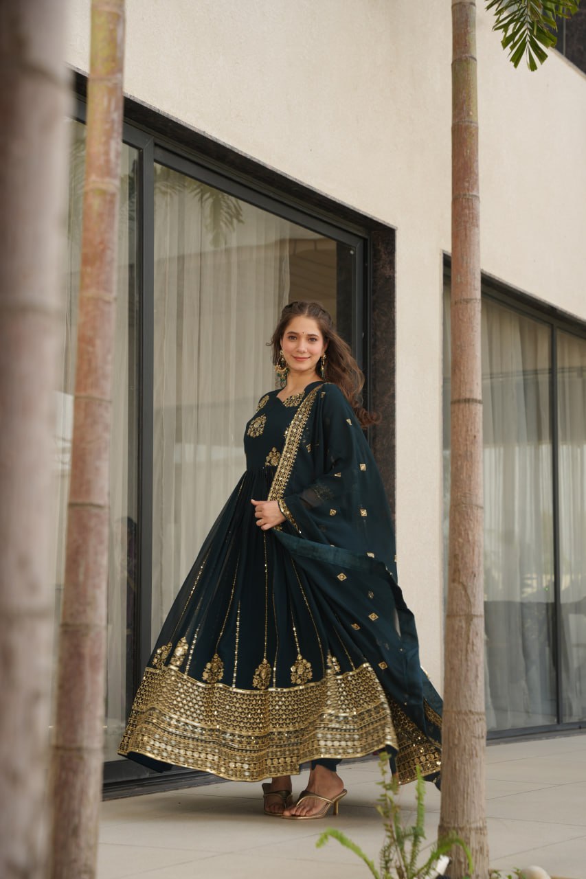 Party Wear Look Beautiful Gown And Dupatta