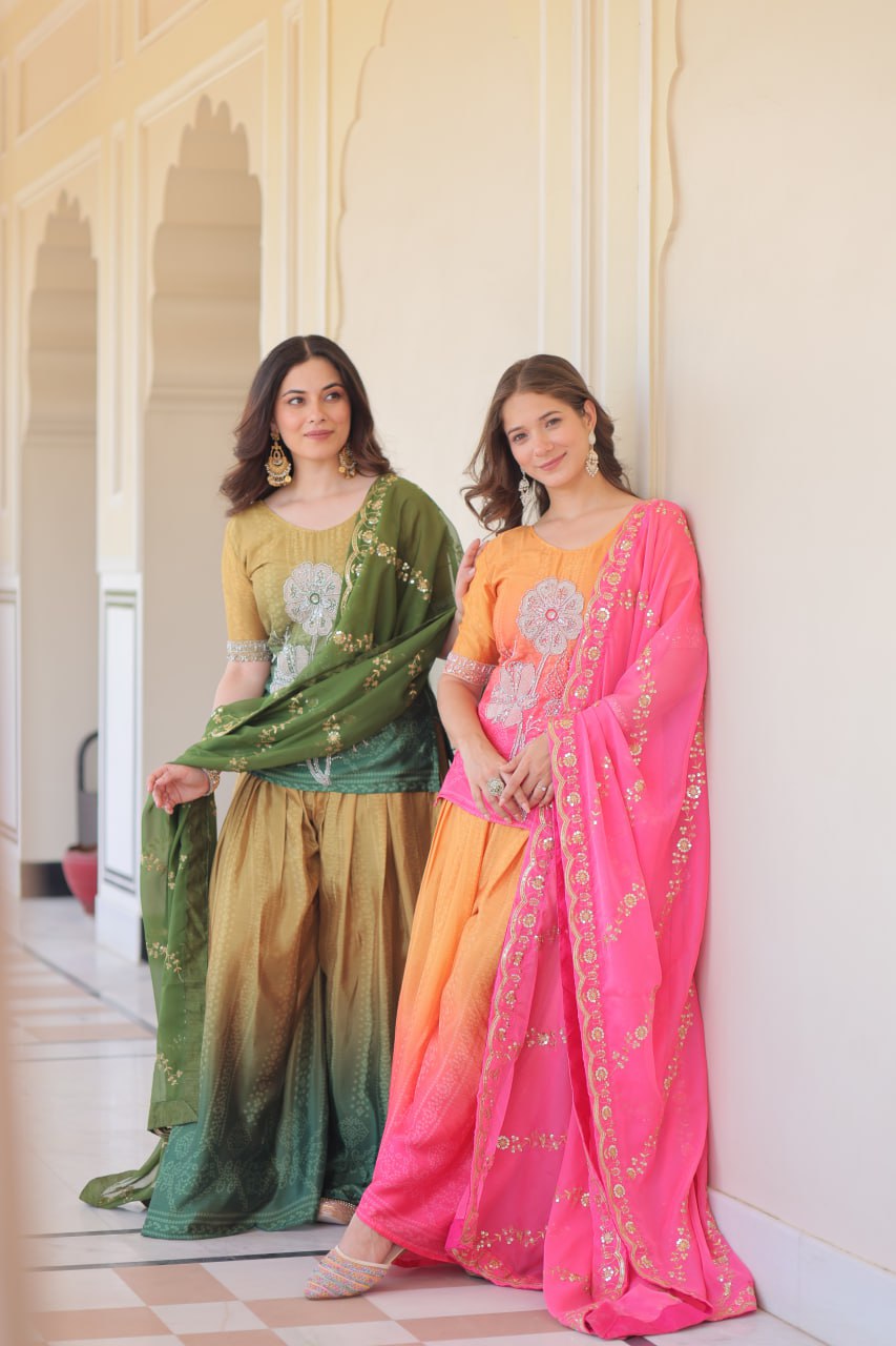 पार्टी वियर लुक खूबसूरत टॉप-बॉटम और दुपट्टा