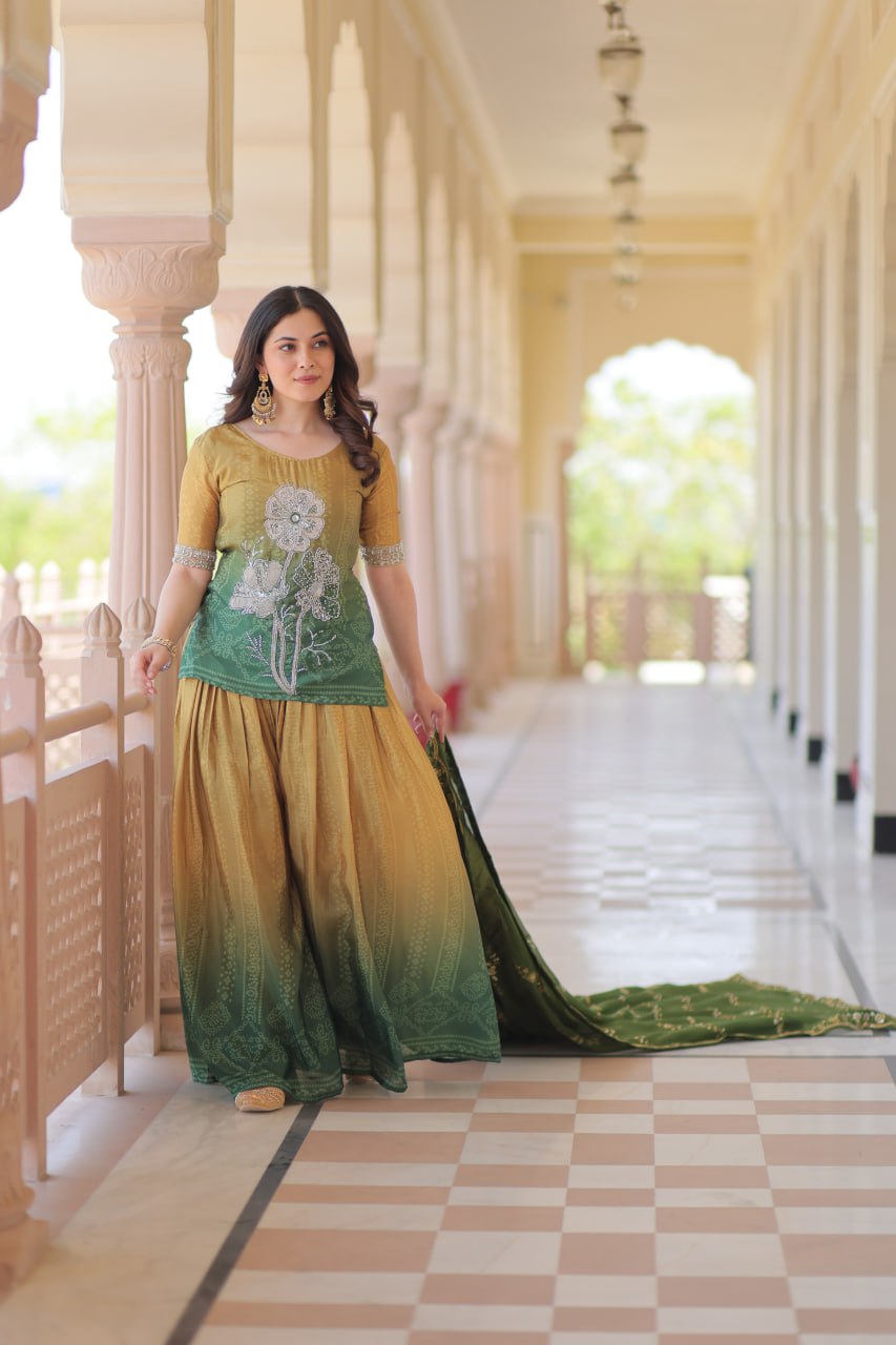 पार्टी वियर लुक खूबसूरत टॉप-बॉटम और दुपट्टा