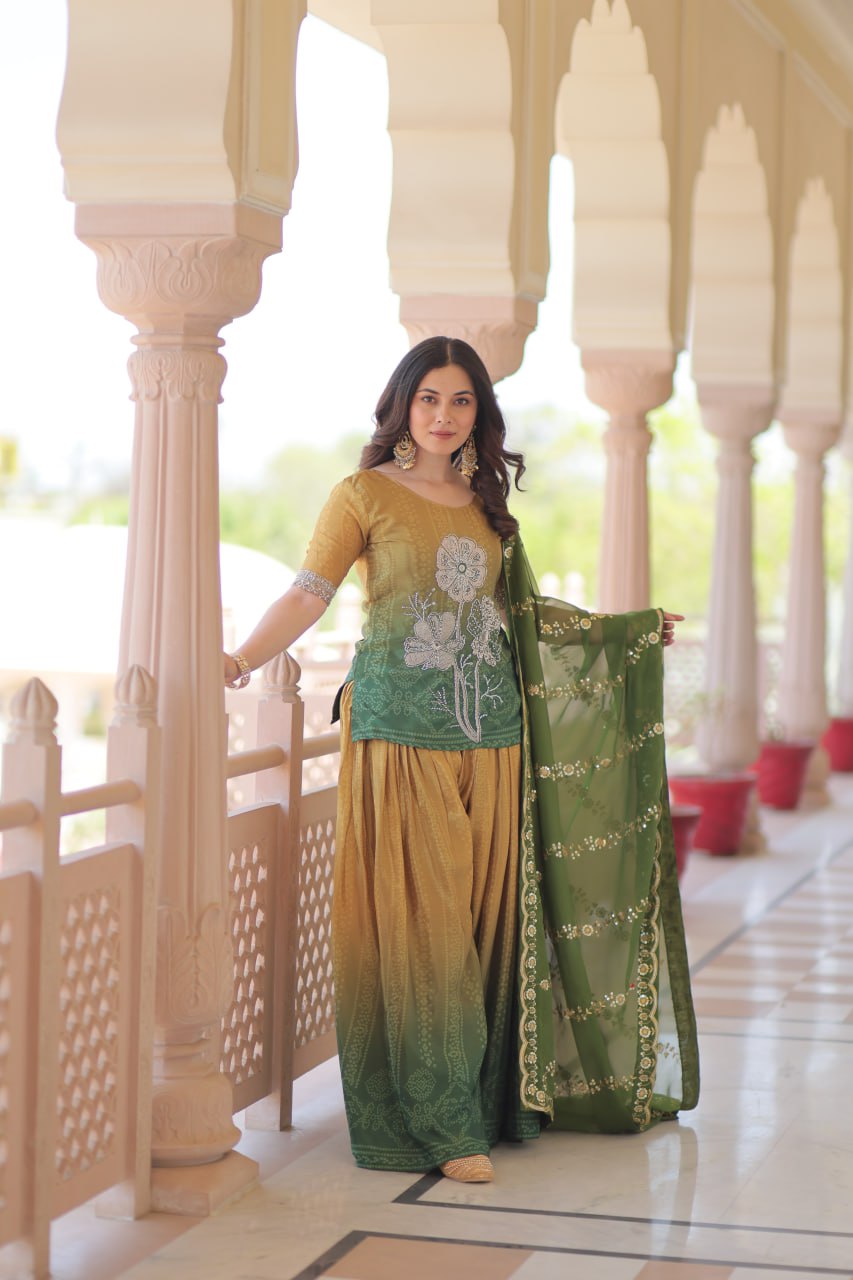 पार्टी वियर लुक खूबसूरत टॉप-बॉटम और दुपट्टा