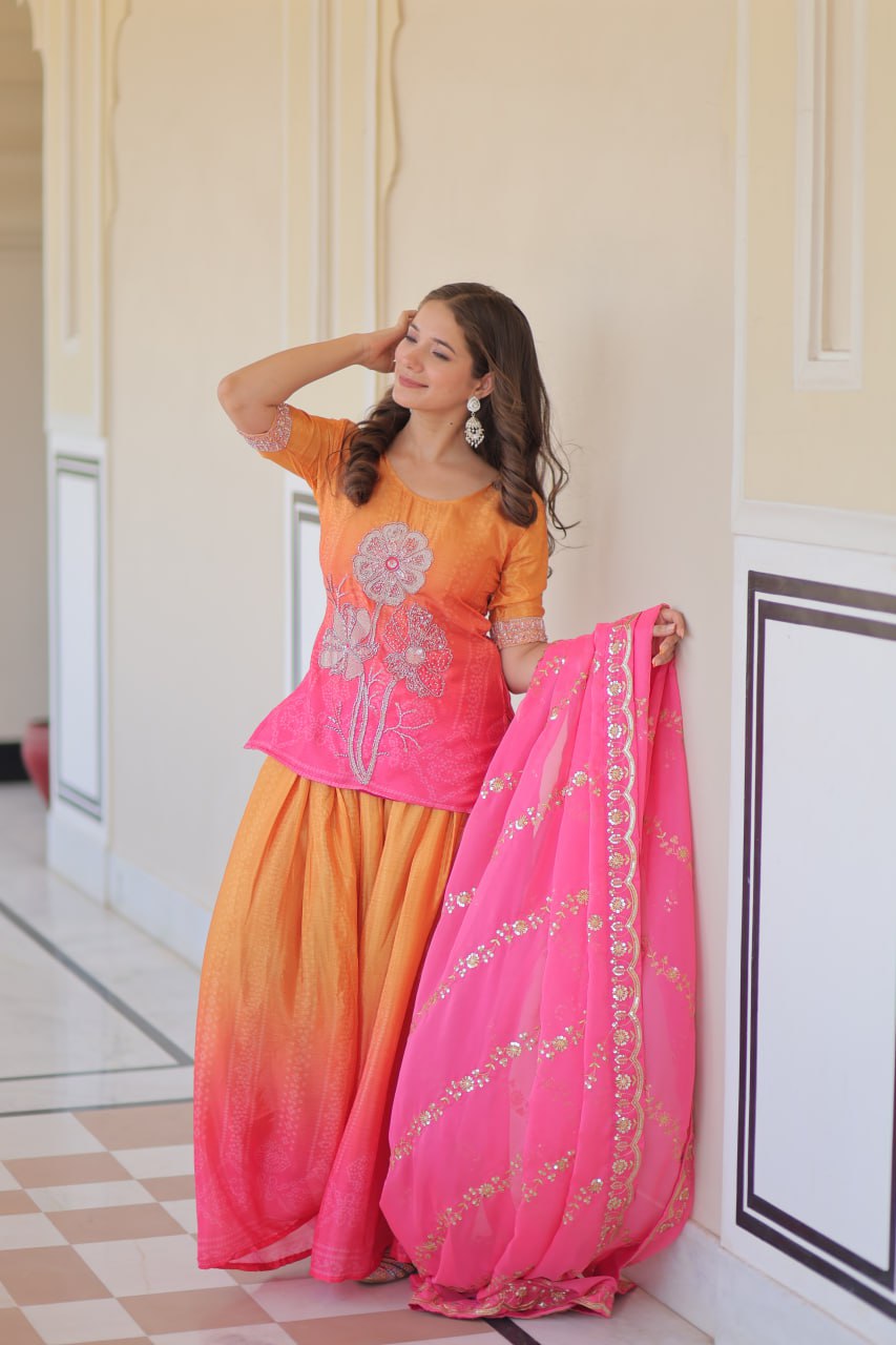 पार्टी वियर लुक खूबसूरत टॉप-बॉटम और दुपट्टा