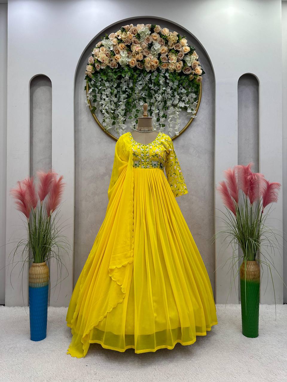 Party Wear Look Gown With Thread And Sequence Work