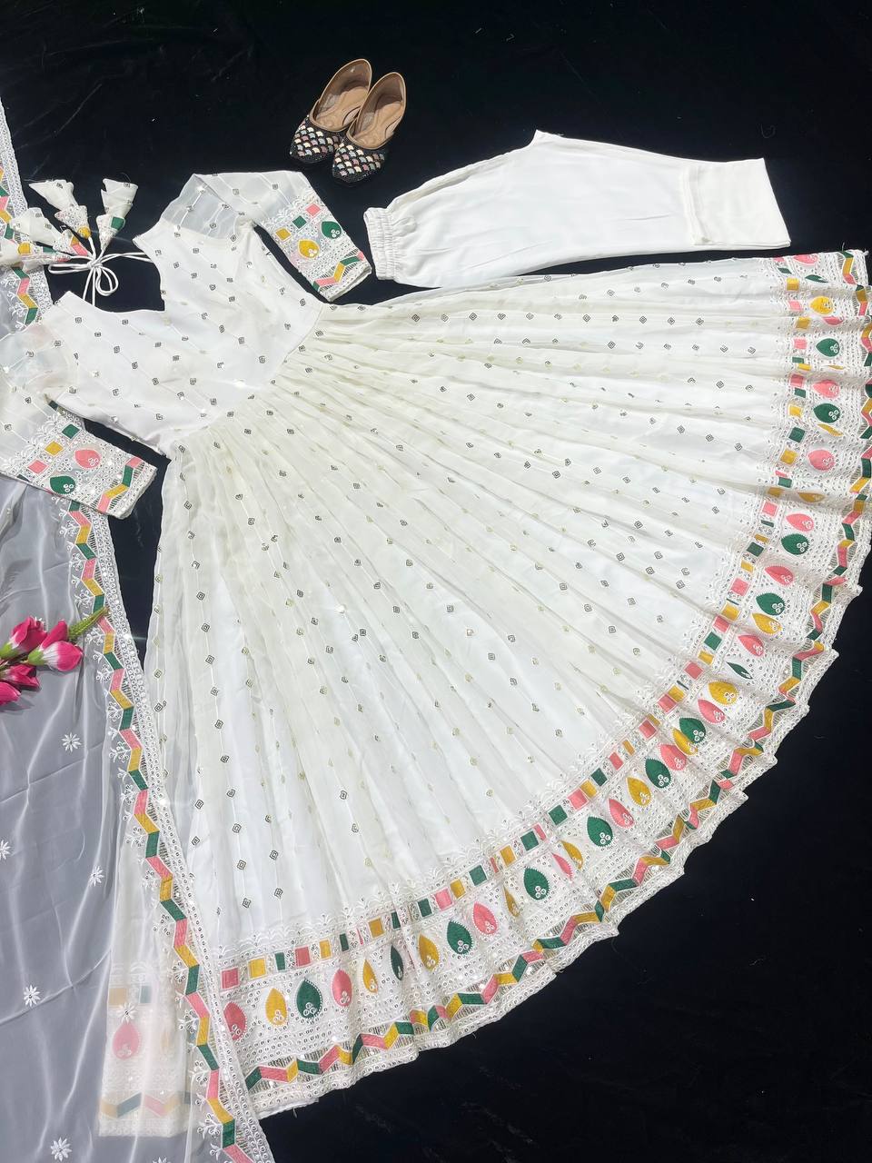 Designer Anarkali Gown And Pent With Dupatta In New Fancy Style