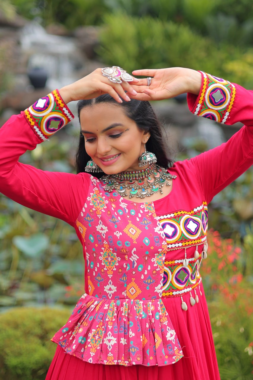 Navratri Special Beautiful Gown With Embroidery Work