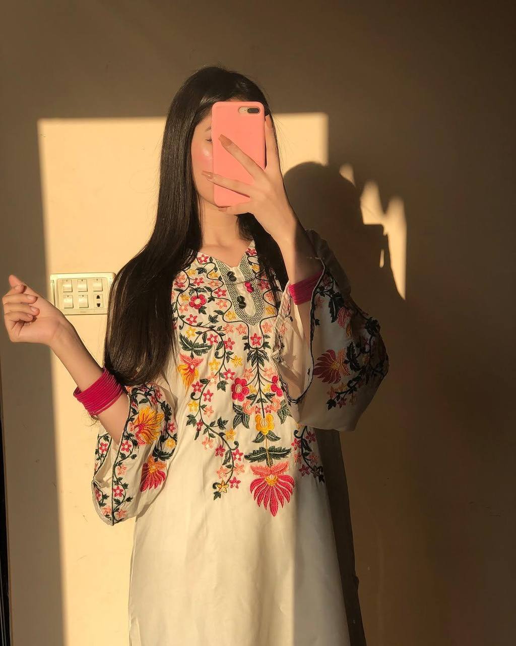 Beautiful Top And Bottom With Thread Embroidery Work