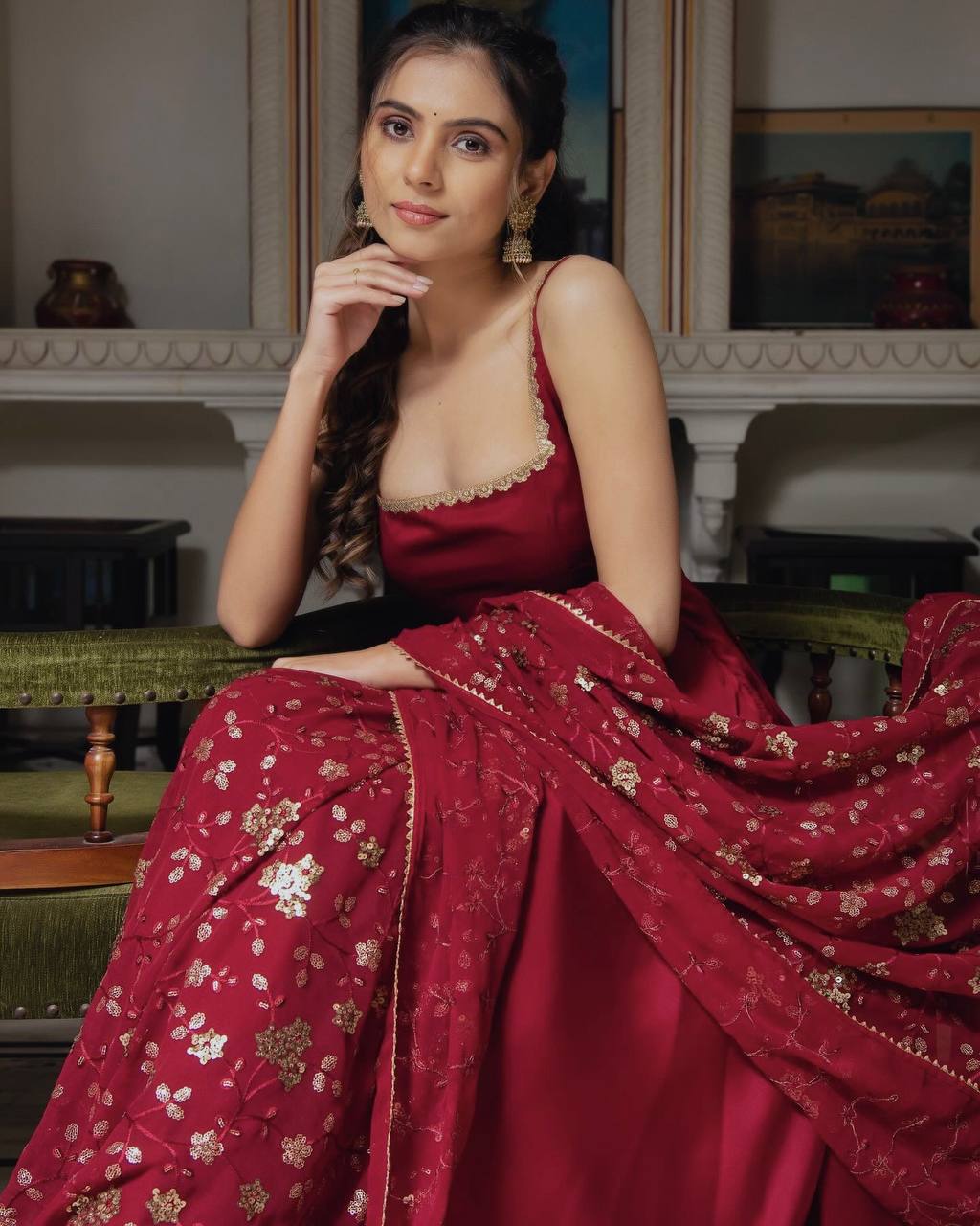 Designer Party Wear Look Gown With Bottom And Dupatta