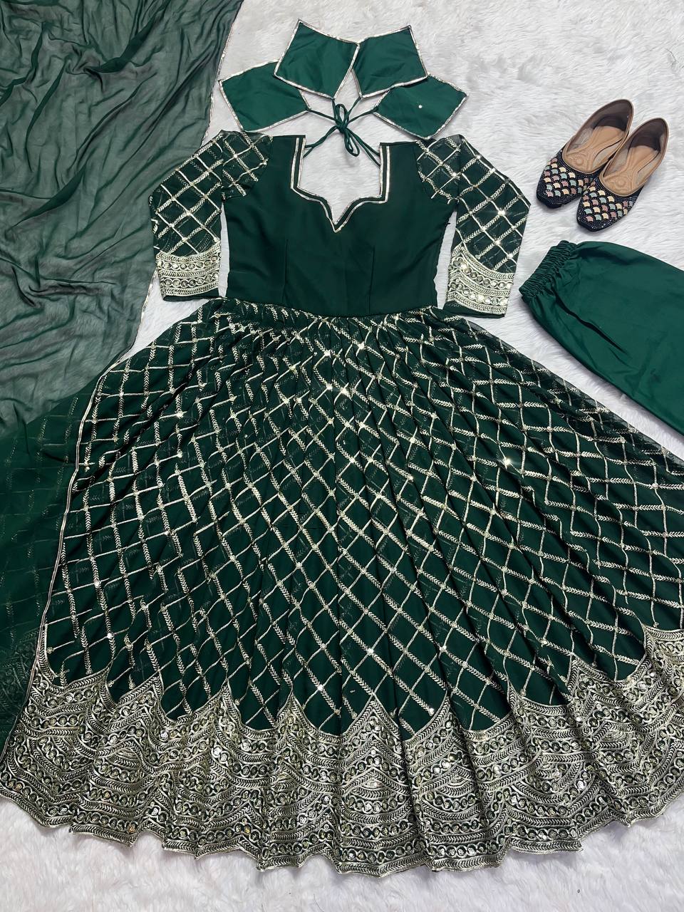 Designer Anarkali Gown And Pent With Dupatta In New Fancy Style