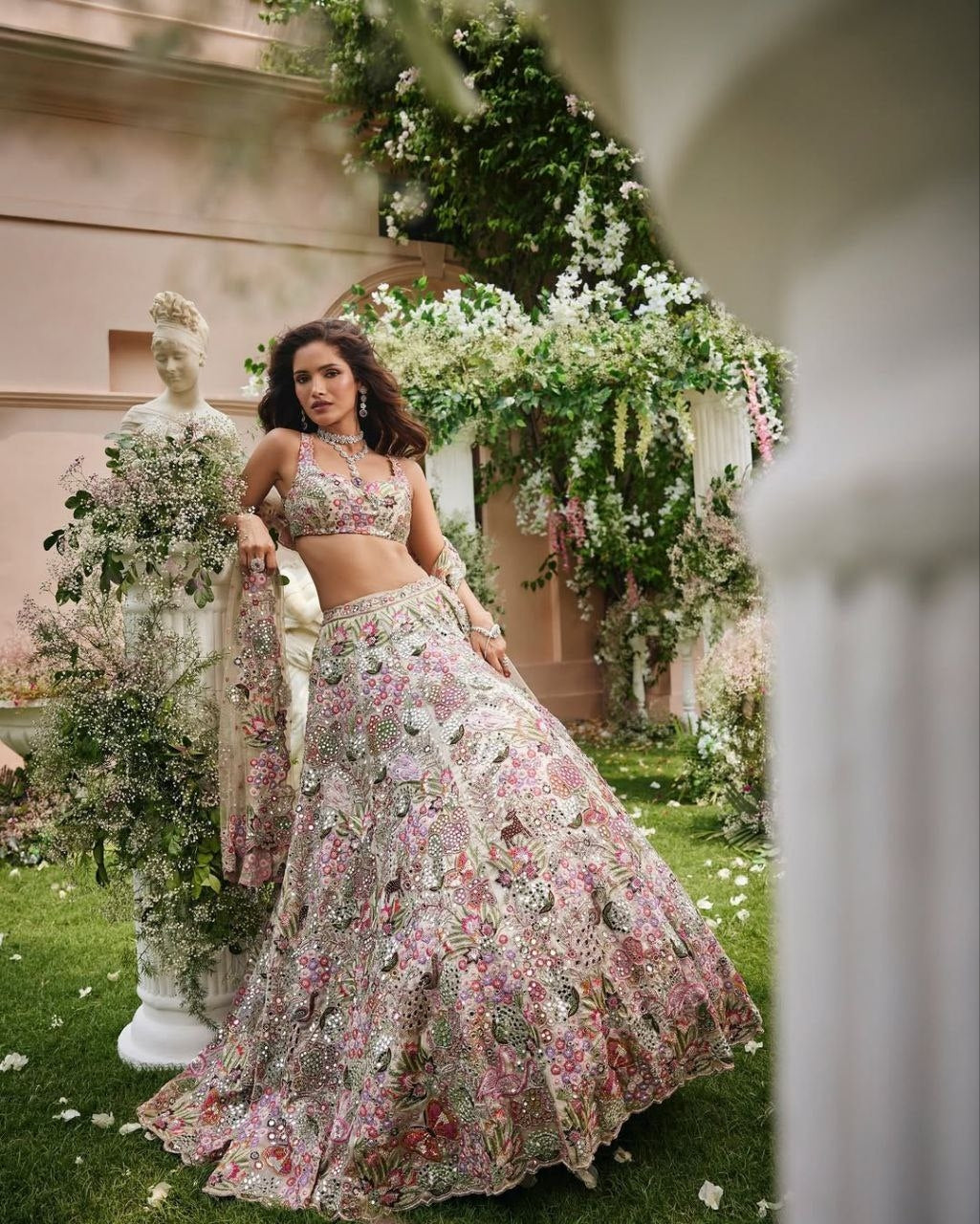 Party Wear Designer Lehenga Choli With Multi Color Thread Embroidery