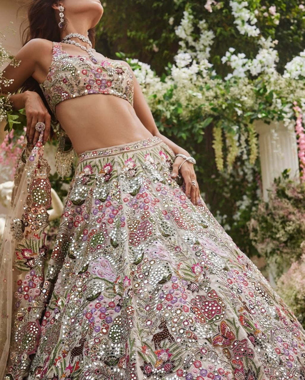 Party Wear Designer Lehenga Choli With Multi Color Thread Embroidery