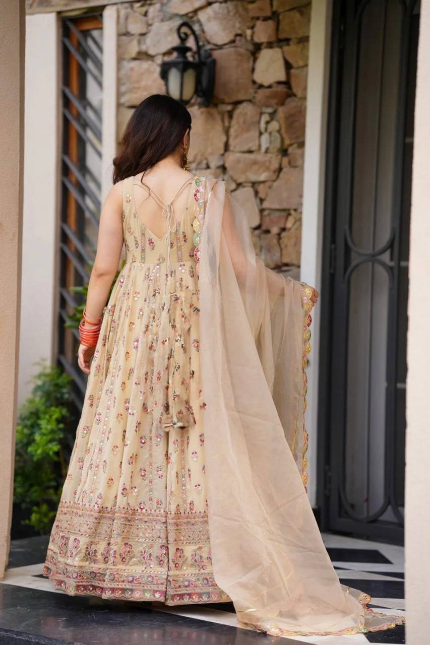 Party Wear Look Anarkali Gown, Pent And Dupatta