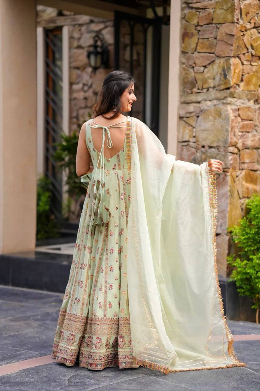 Party Wear Look Anarkali Gown, Pent And Dupatta