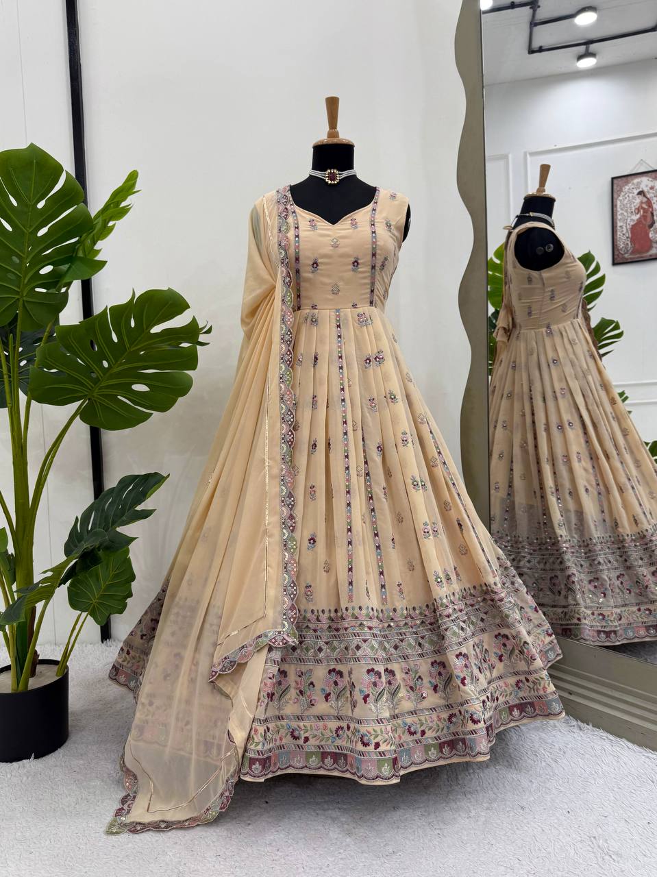 Party Wear Look Anarkali Gown, Pent And Dupatta